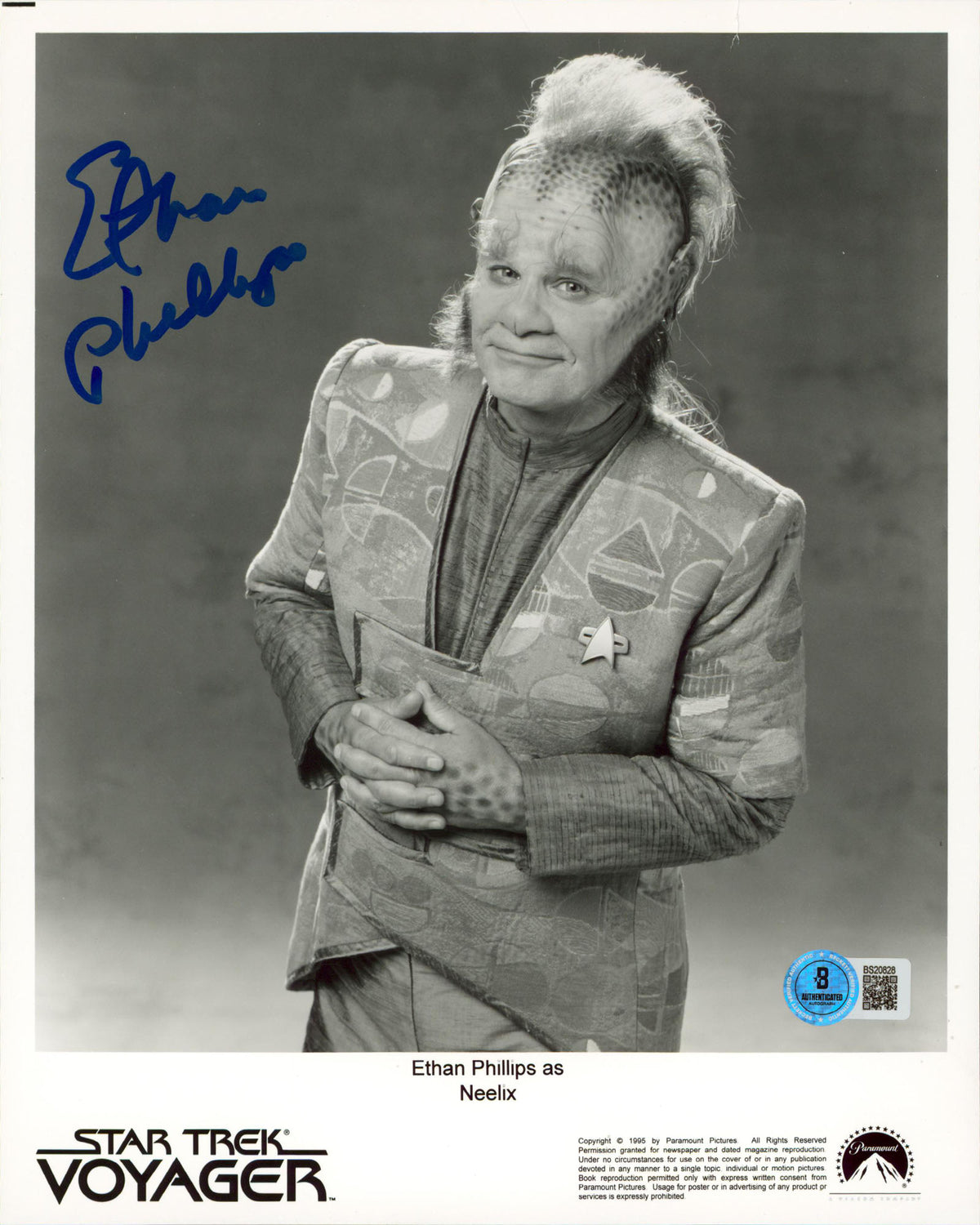 Ethan Phillips Star Trek: Voyager Authentic Signed 8x10 Photo BAS #BS20828