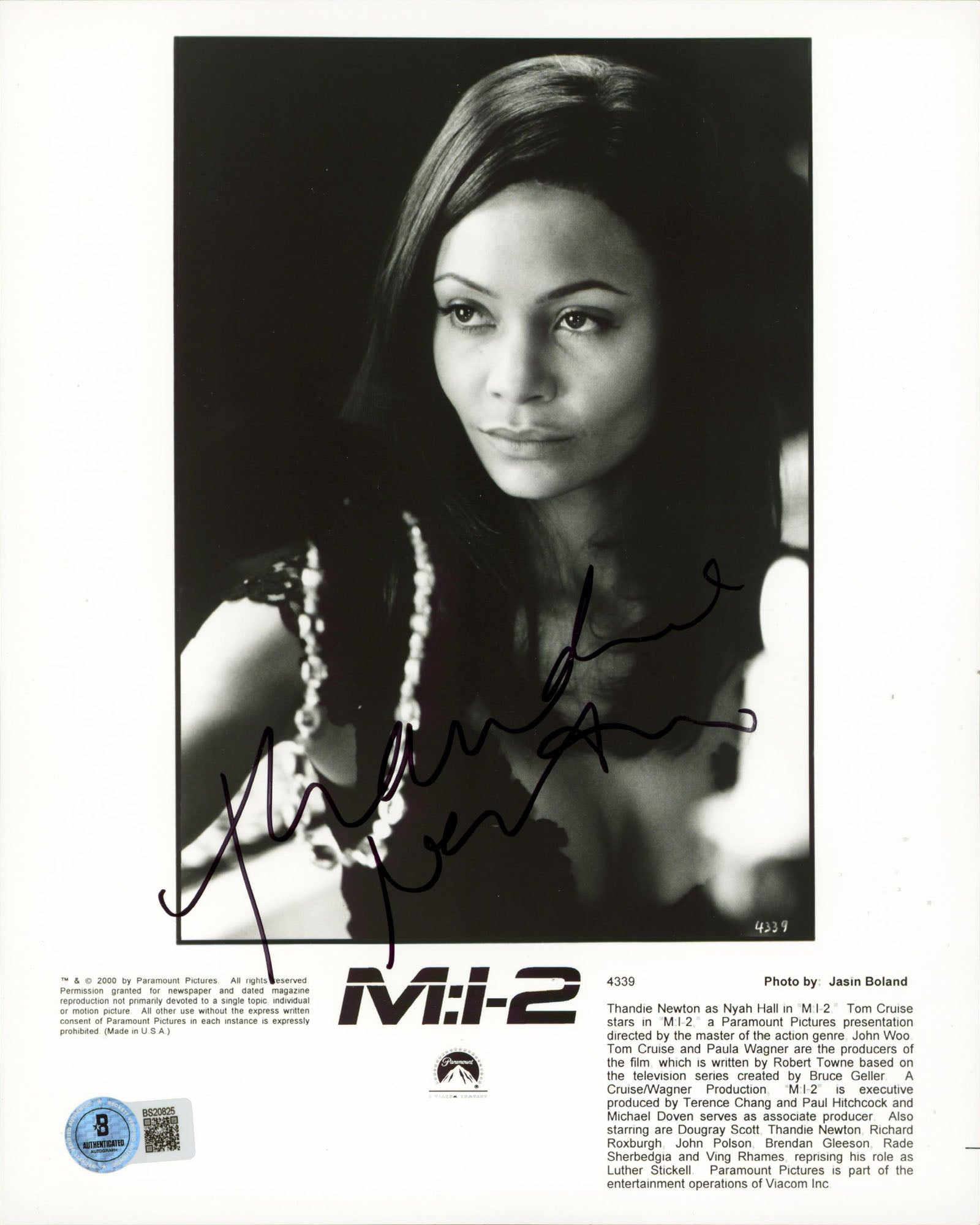 Thandie Newton Mission Impossible 2 Authentic Signed 8x10 Photo BAS #BS20825