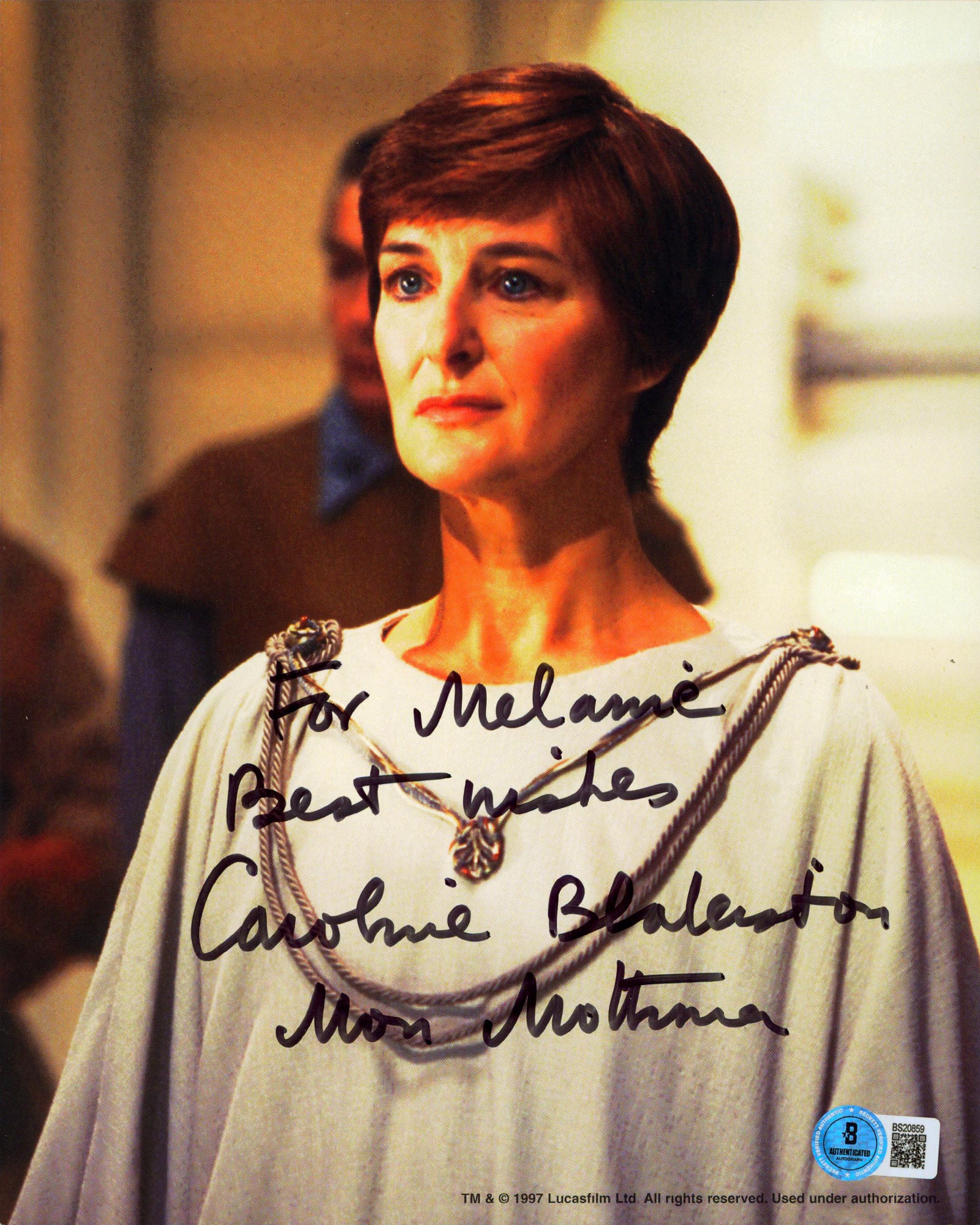 Caroline Blakiston Star Wars "For Mel Best WIshes" Signed 8x10 Photo BAS BS20859