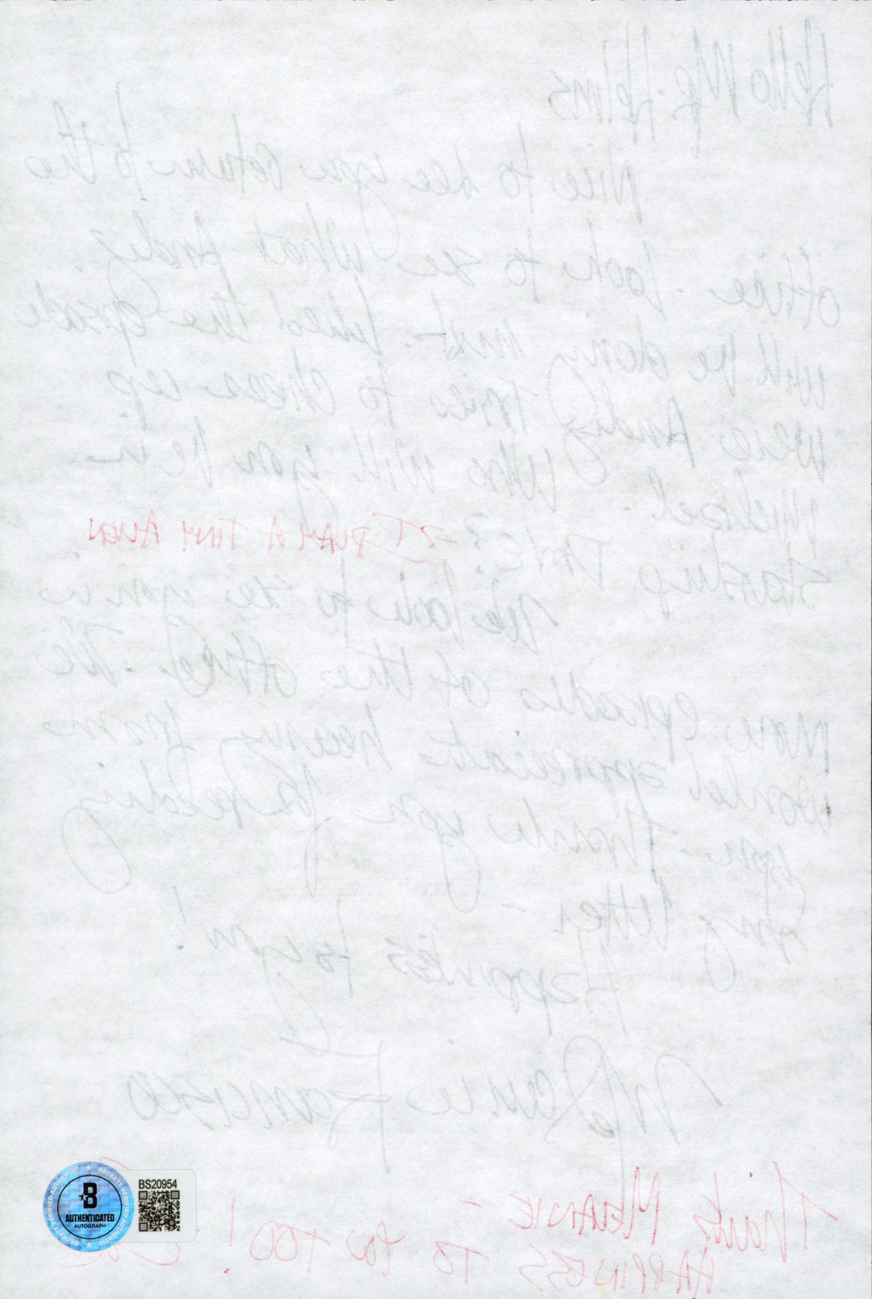 Ed Helms The Office "I Play A Tiny Alien" Signed 6x9 Personal Letter BAS BS20954