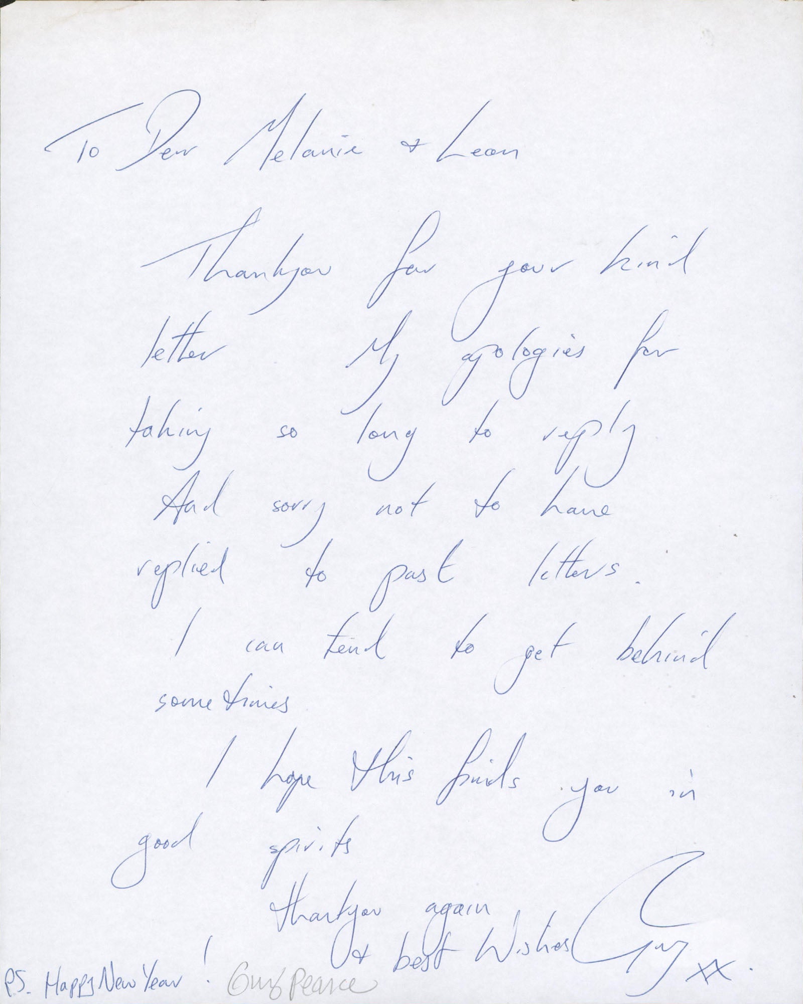 Guy Pearce Burn Notice Authentic Signed 8.5x11 Handwritten Letter BAS #BS29255