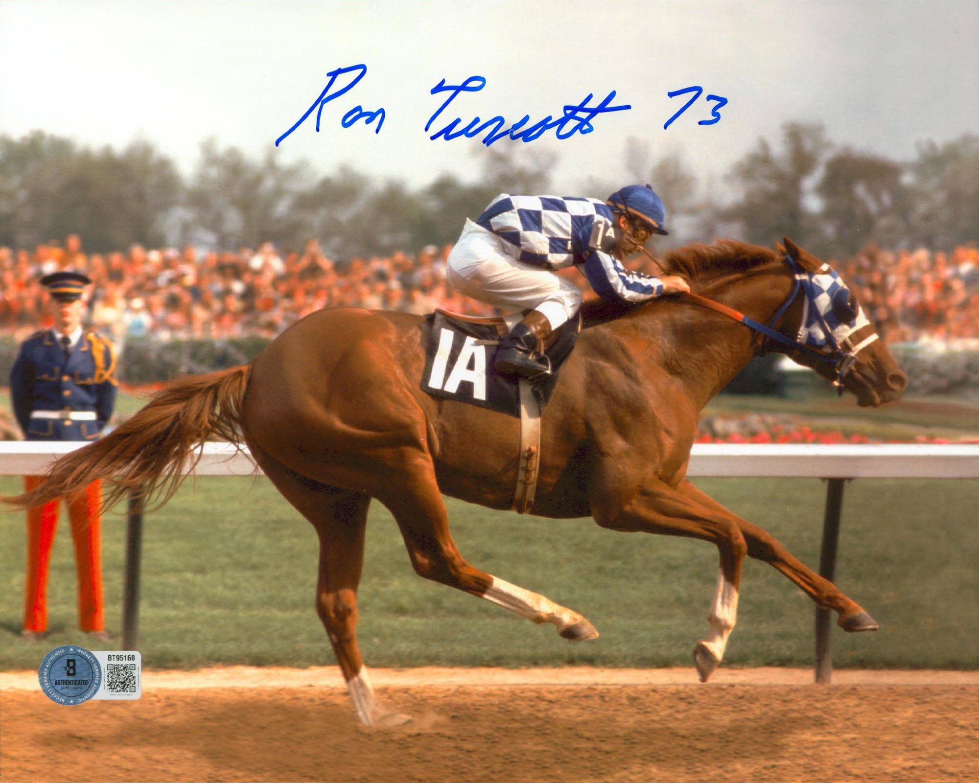 Ron Turcotte "73" Authentic Signed 8x10 Horizontal Secretariat Photo BAS 1