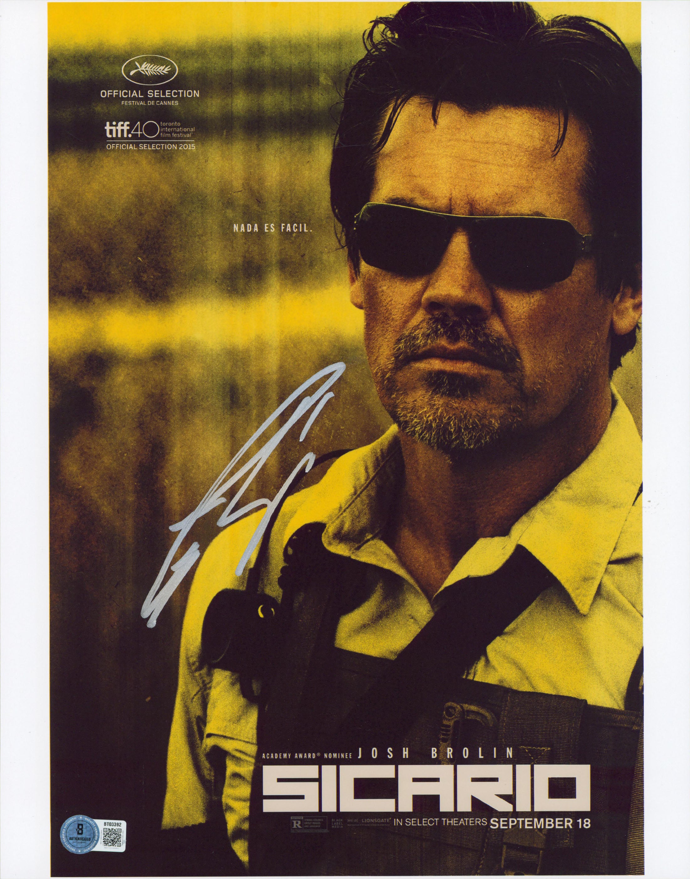 Josh Brolin Sicario Authentic Signed 11x14 Vertical Photo BAS #BT03392