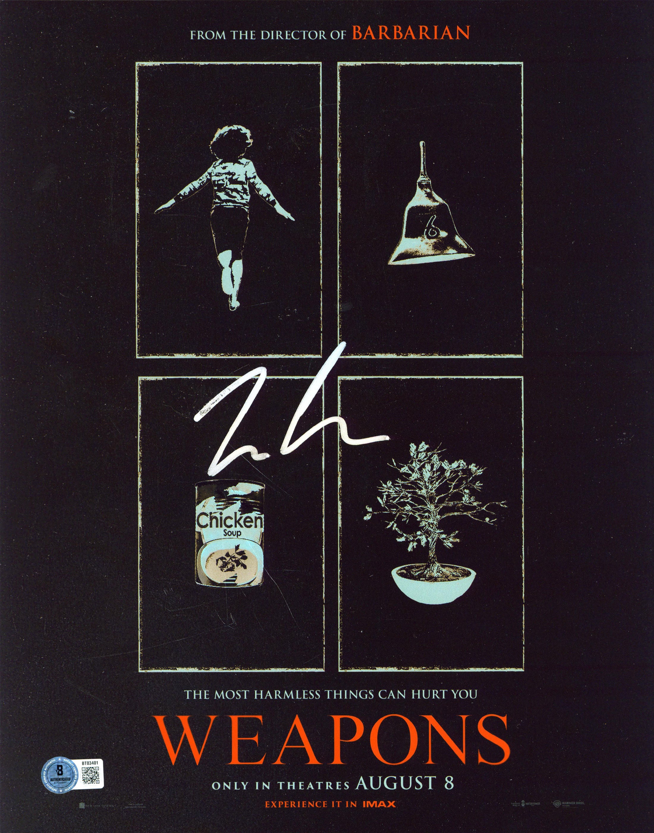 Zach Cregger Weapons Authentic Signed 11x14 Vertical Photo BAS #BT03401