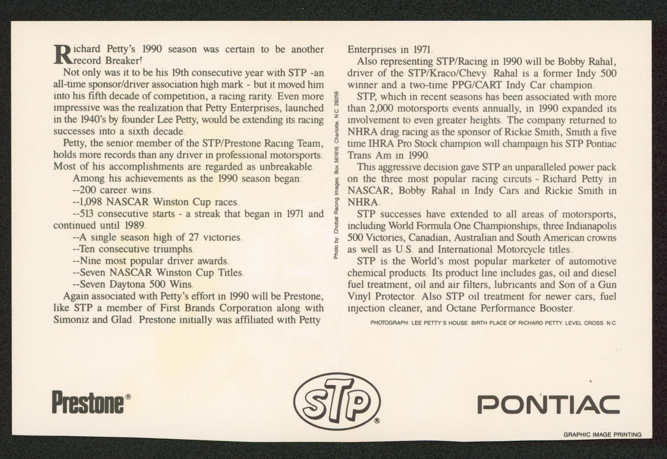 NASCAR Richard Petty Authentic Signed 6x9 Promotional Photo BAS #AA48206