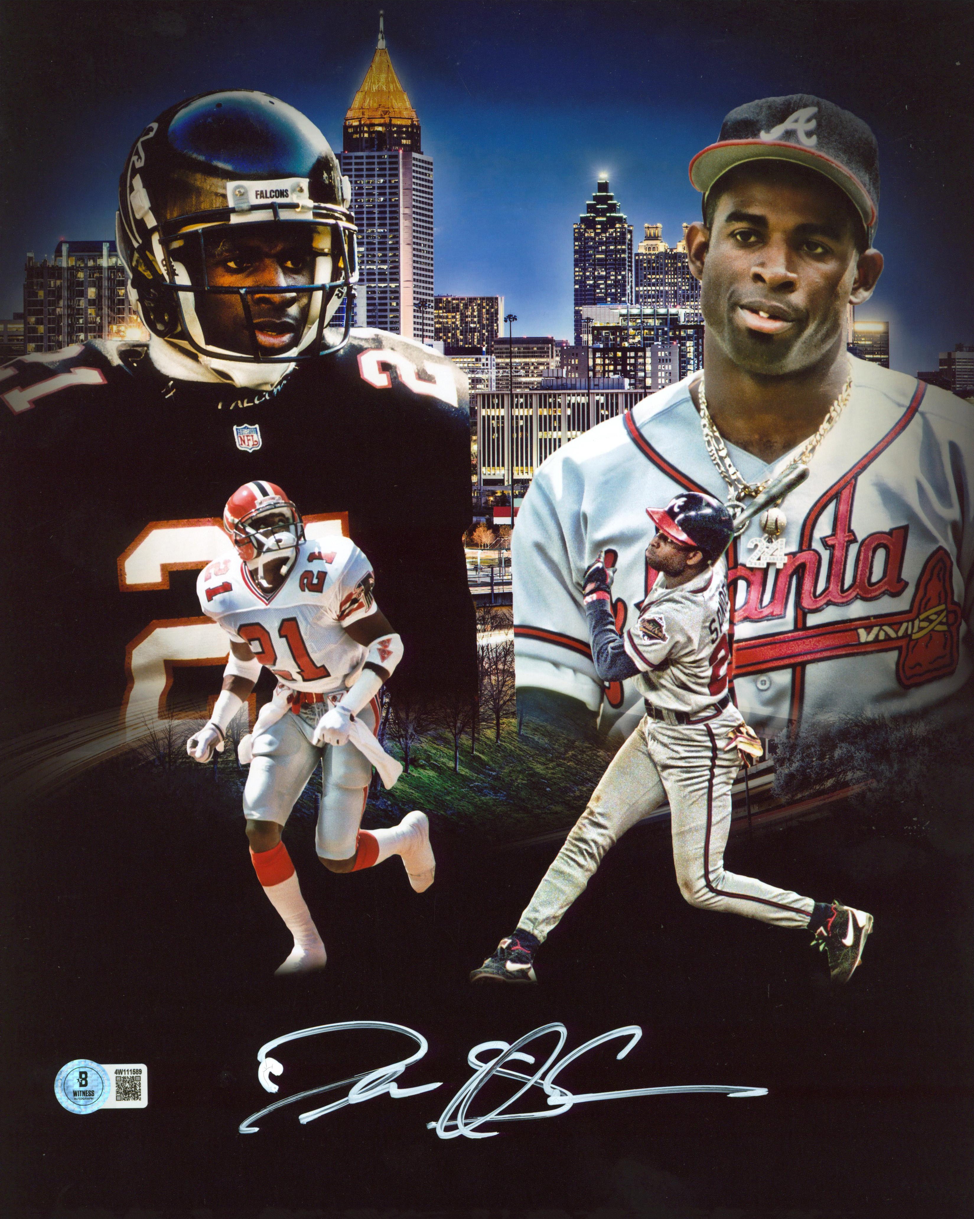Atlanta Deion Sanders Authentic Signed 11x14 Collage Photo BAS Witnessed 2