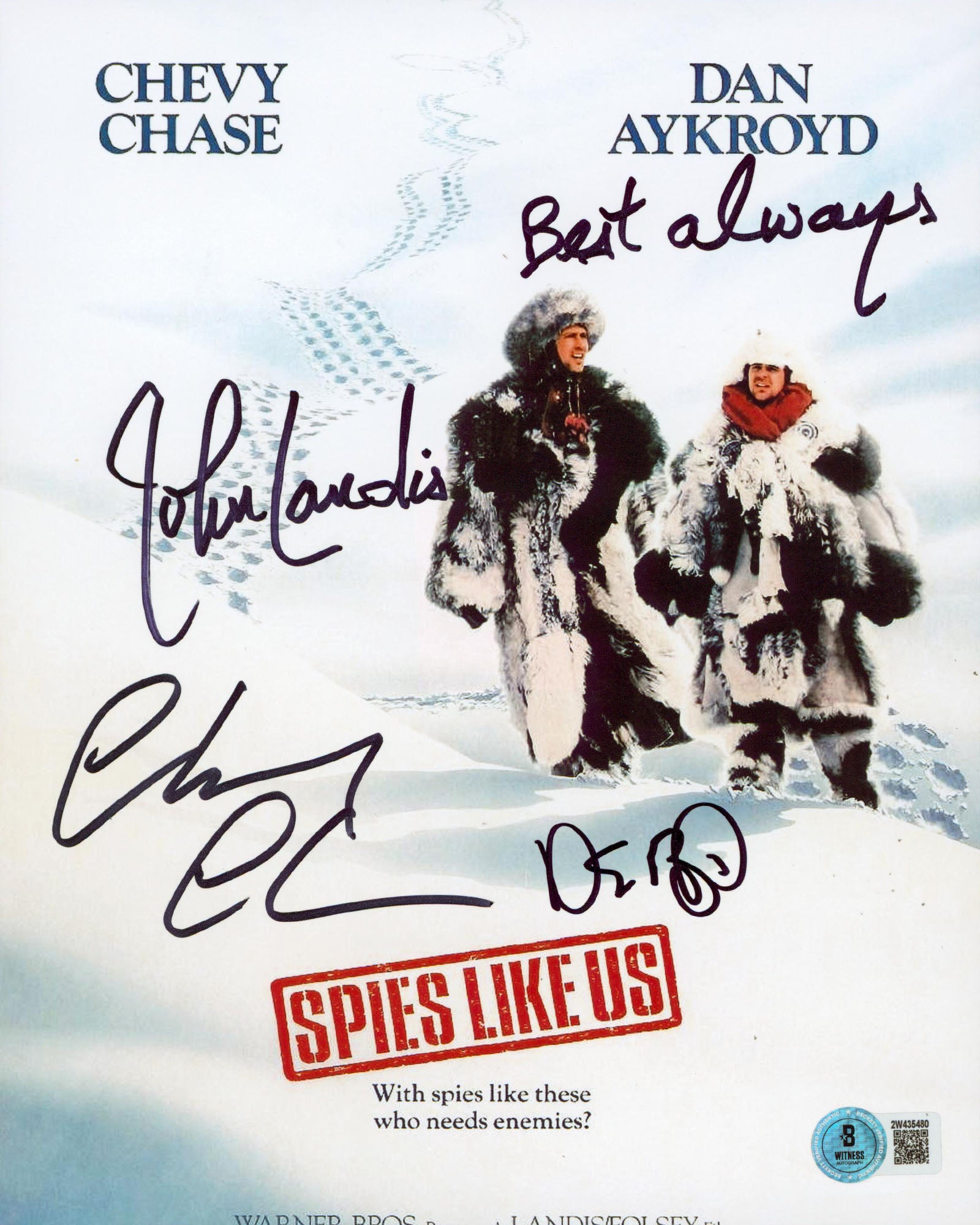 Chase, Aykroyd & Landis Spies Like Us Authentic Signed 8x10 Photo BAS #2W435480