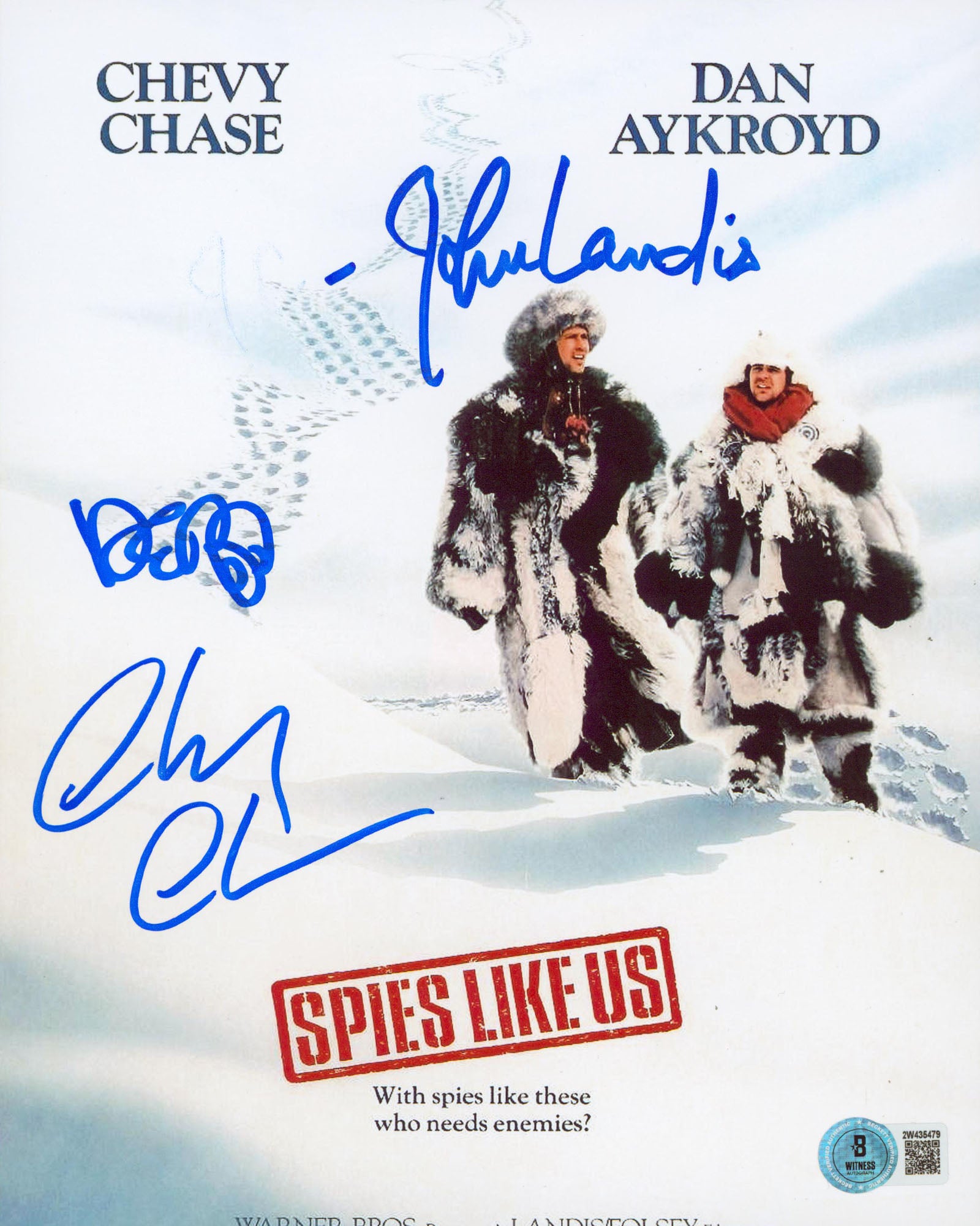 Chase, Aykroyd & Landis Spies Like Us Authentic Signed 8x10 Photo BAS #2W435479