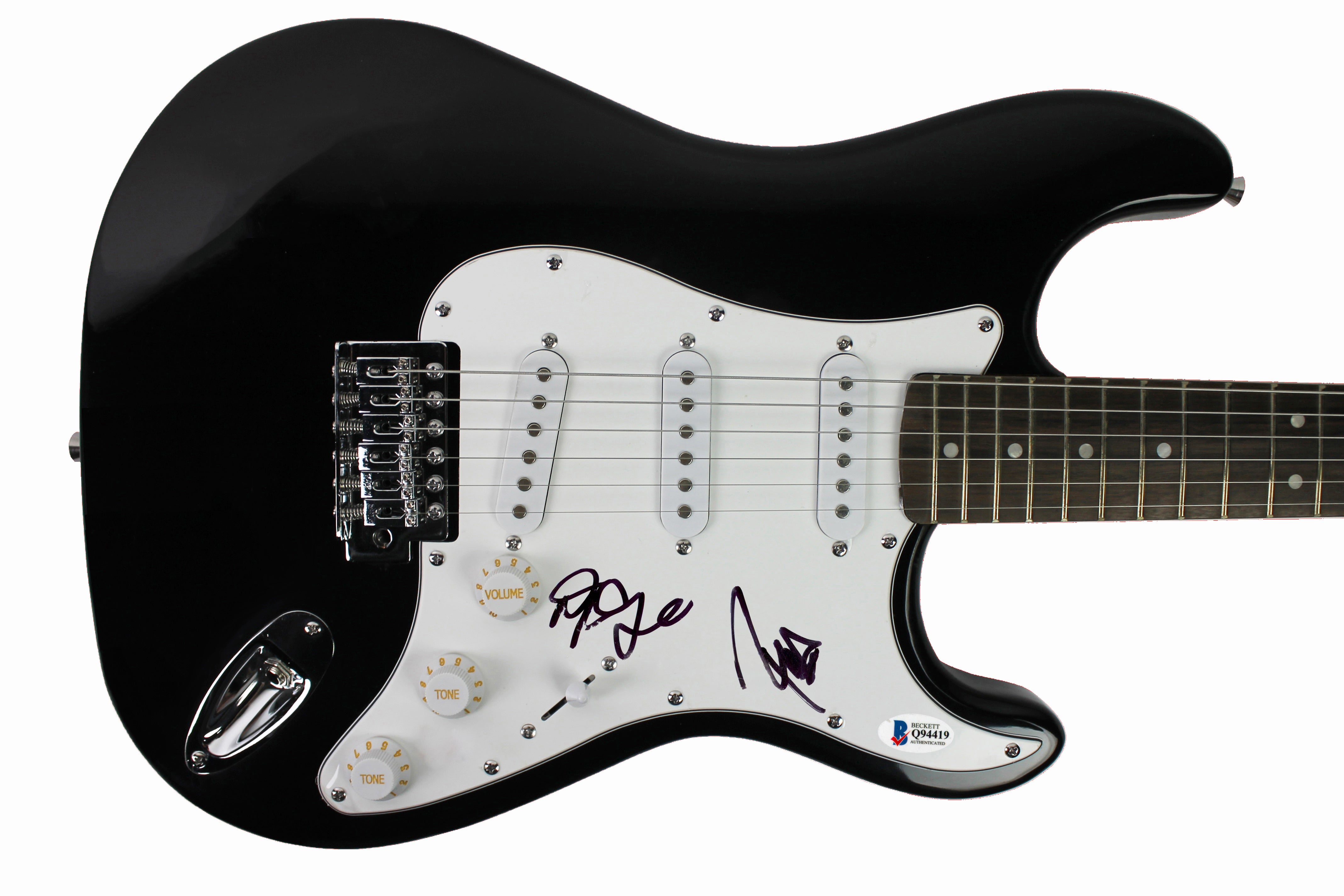 Robert & Dean DeLeo Stone Temple Pilots Signed Black Electric Guitar BAS #Q94419