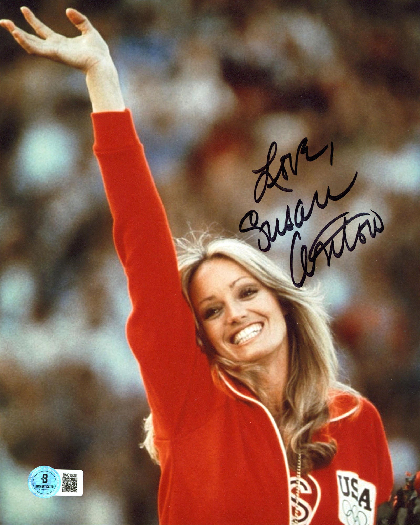 Susan Anton Goldengirl "Love" Authentic Signed 8x10 Vertical Photo BAS 10
