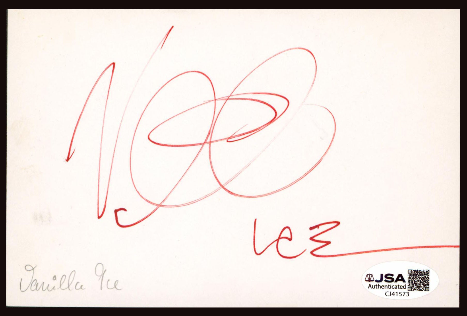 Vanilla Ice Authentic Signed 4x6 Index Card Autographed JSA #CJ41573