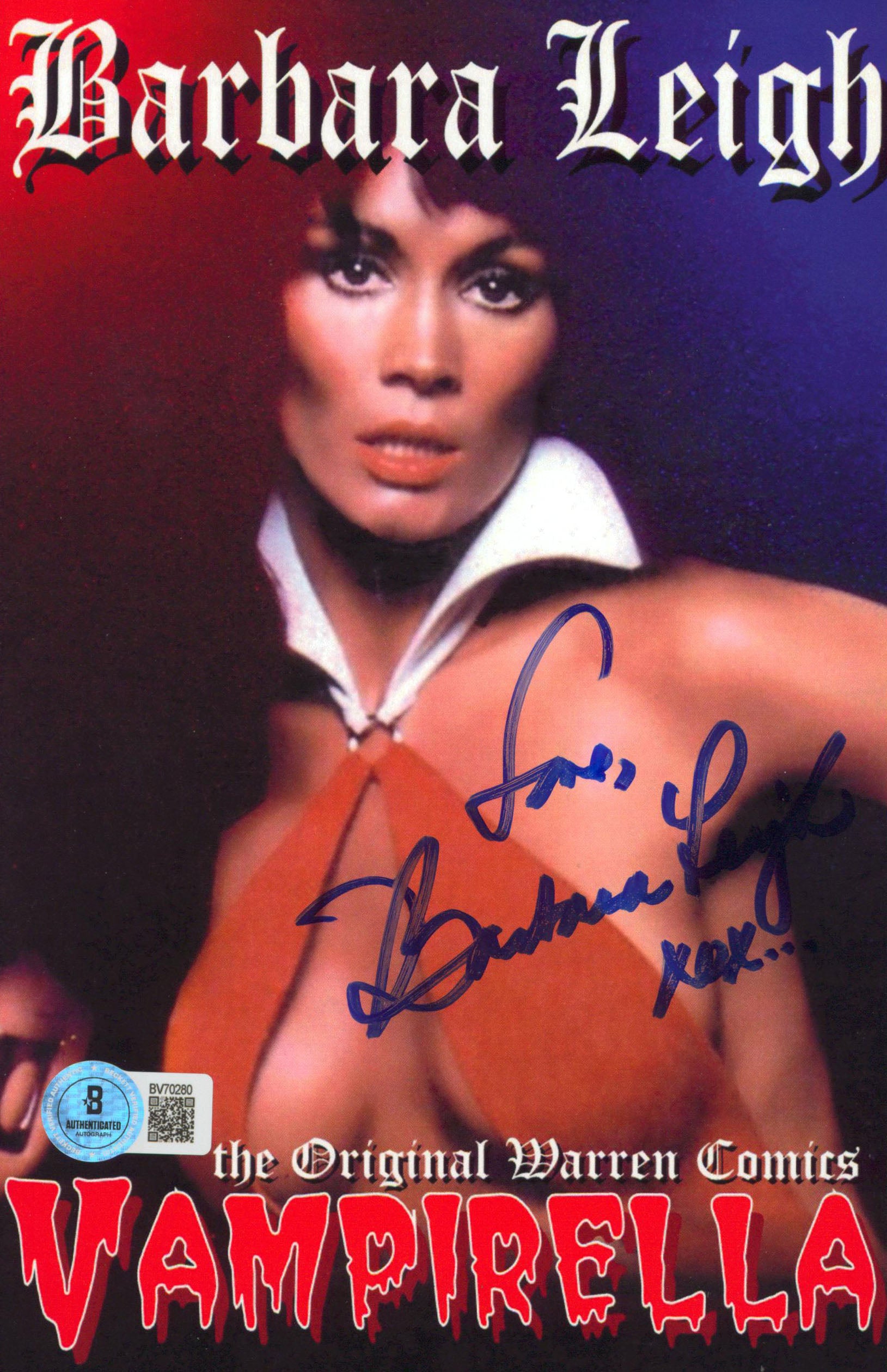 Barbara Leigh Vampirella "Love" Authentic Signed 5.5x8.5 Promo Card BAS #BV70280
