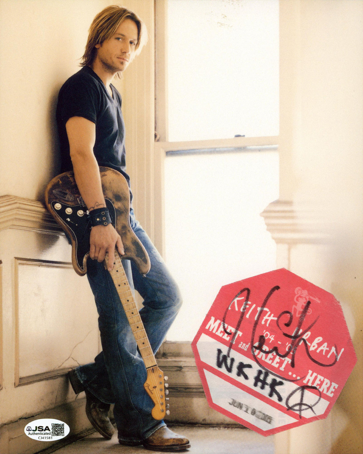 Keith Urban Musician Signed 2005 Backstage Pass 8x10 Vertical Photo JSA #CJ41581