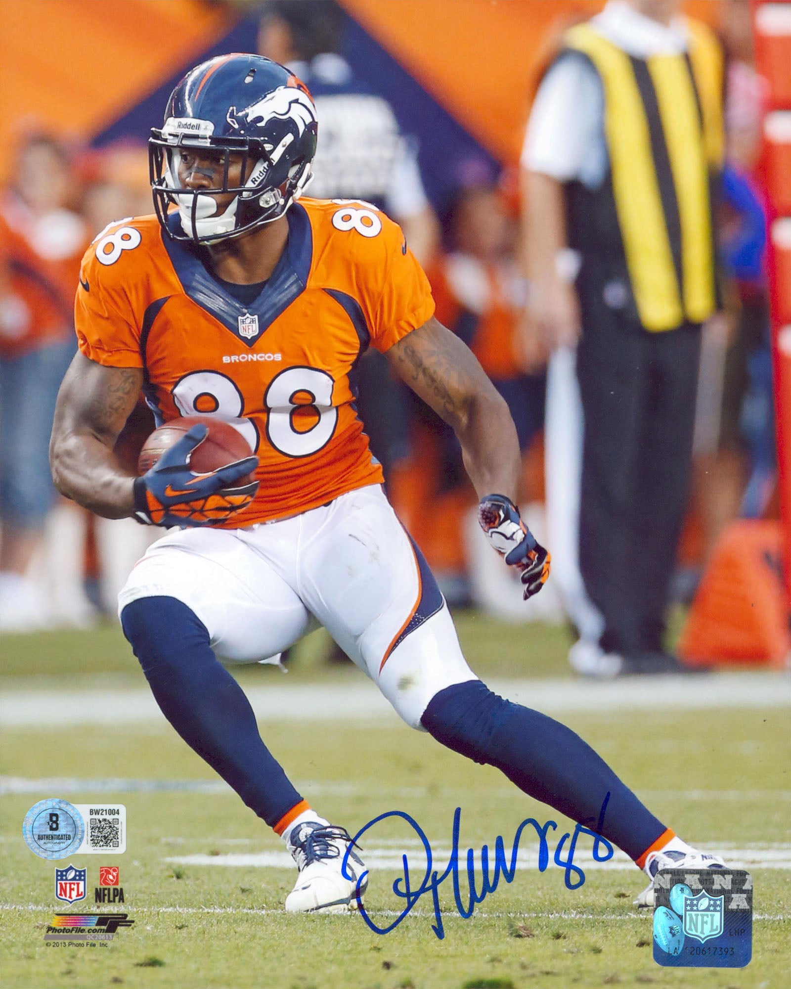 Broncos Demaryius Thomas Authentic Signed 8x10 Vertical Photo BAS #BW21004