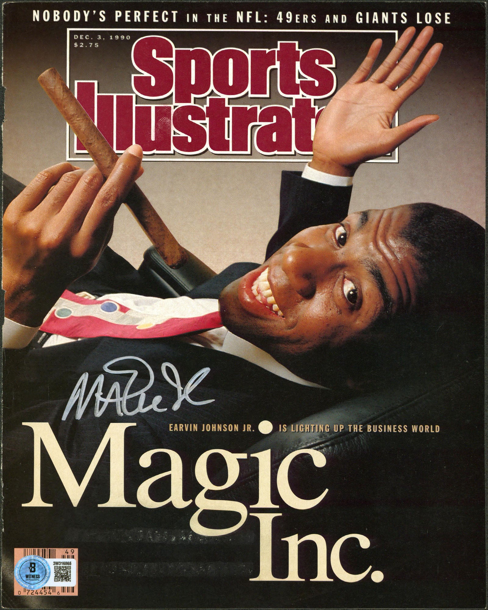 Lakers Magic Johnson Authentic Signed Dec. 1990 SI Magazine Cover BAS #3W316865
