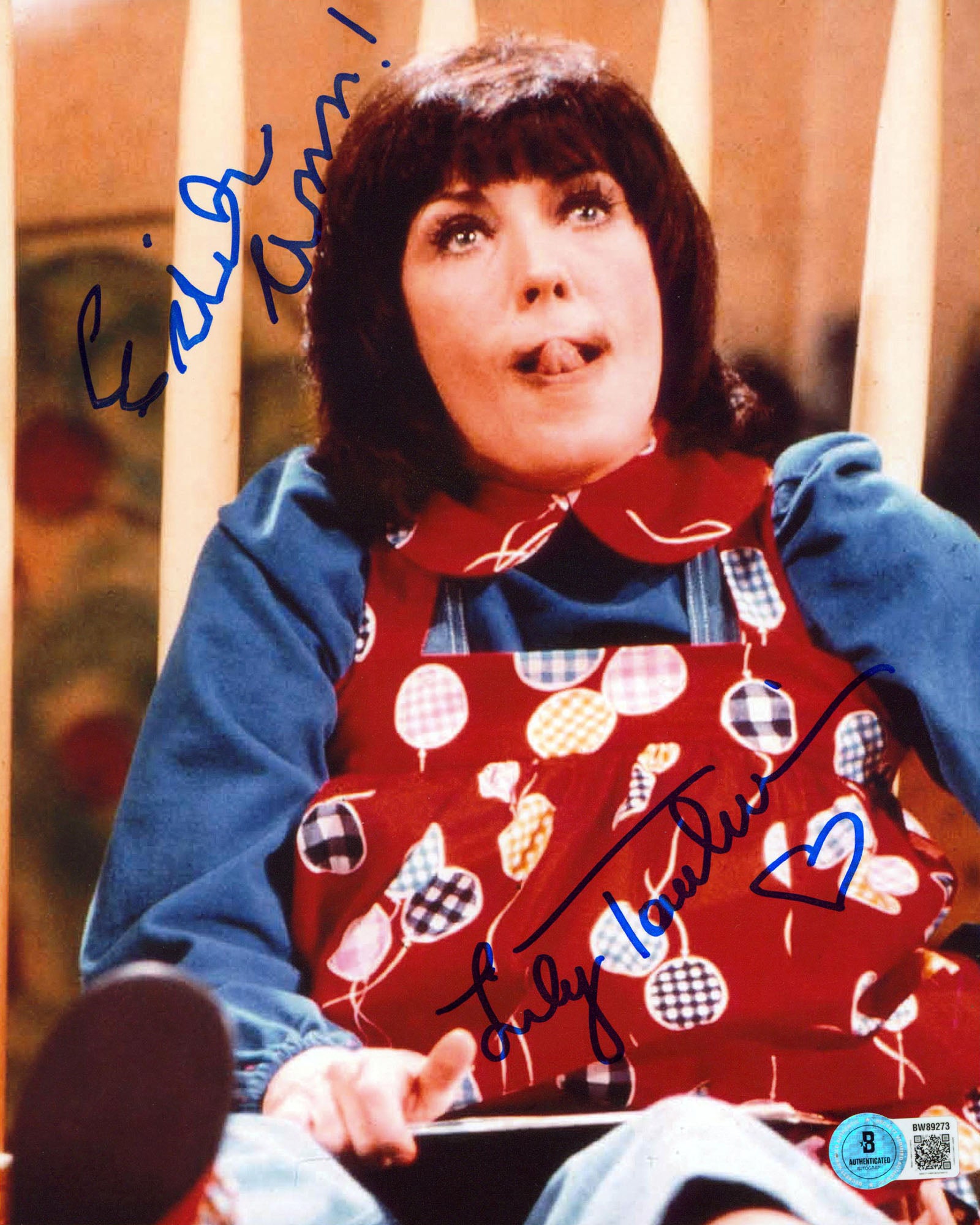 Lily Tomlin Rowan & Martin's Laugh-In "Edith Ann!" Signed 8x10 Photo BAS 8