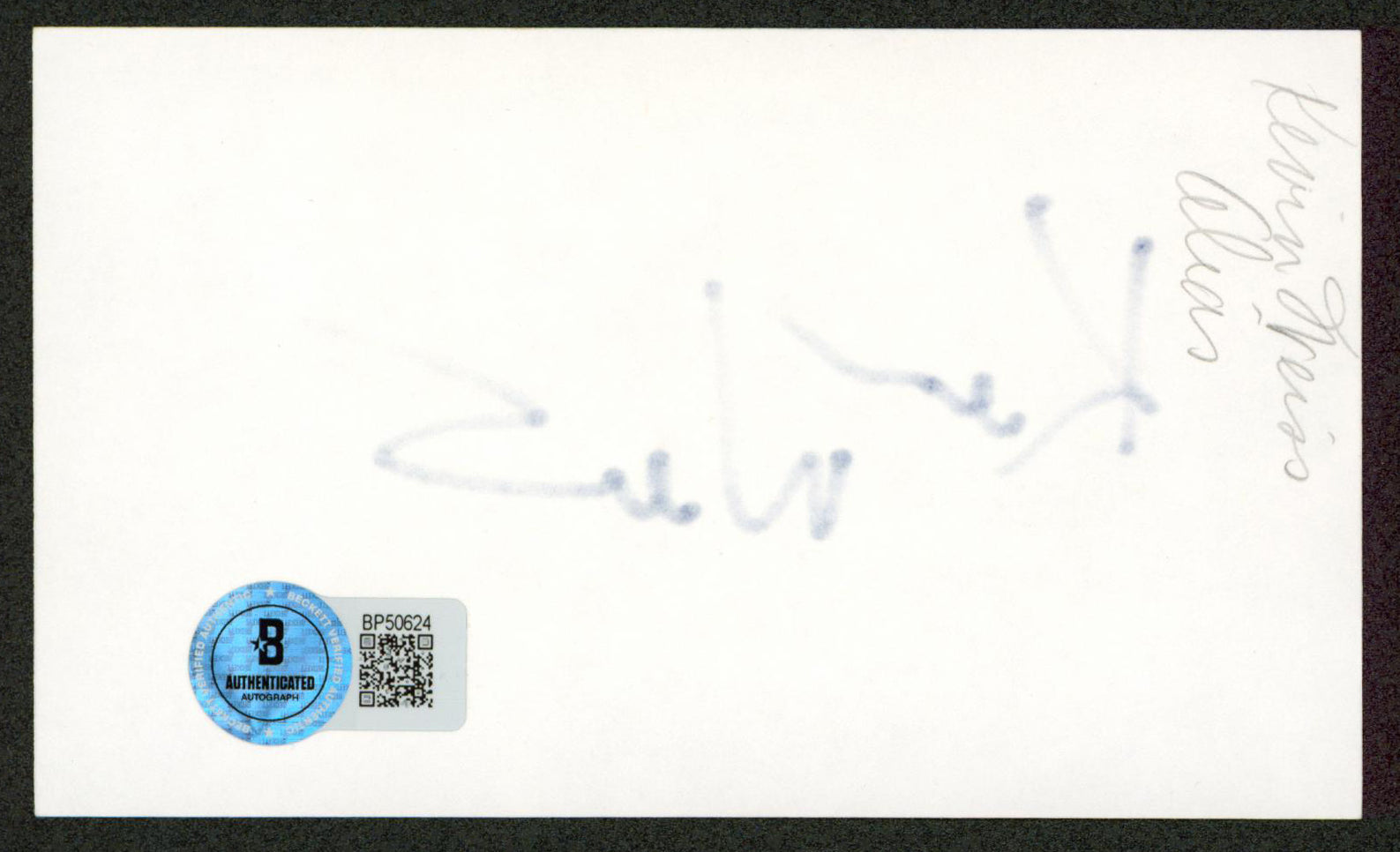 Kevin Weiss Alias Authentic Signed 3x5 Index Card Autographed BAS #BP50624