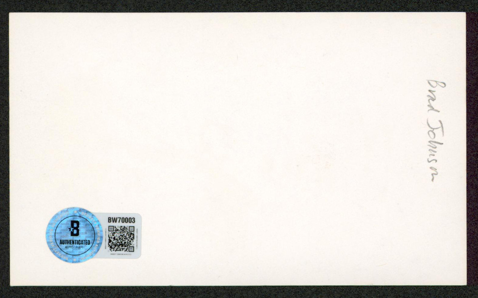 Brad Johnson Marlboro Man Authentic Signed 3x5 Index Card BAS #BW70003