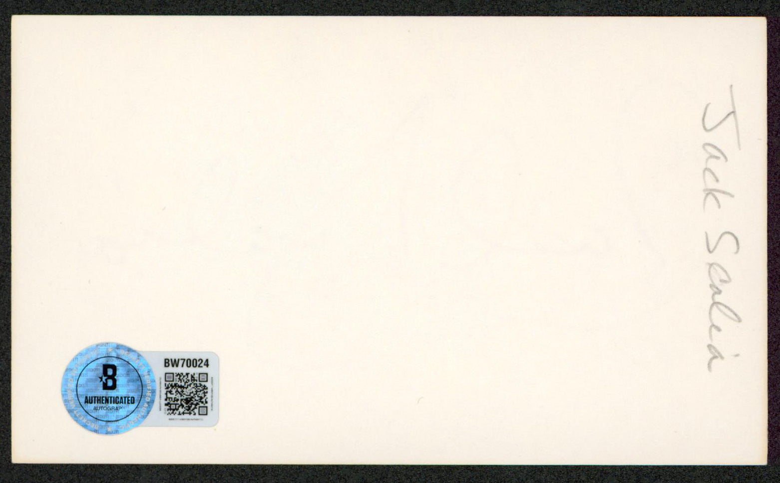 Jack Scalia All My Children Authentic Signed 3x5 Index Card BAS #BW70024