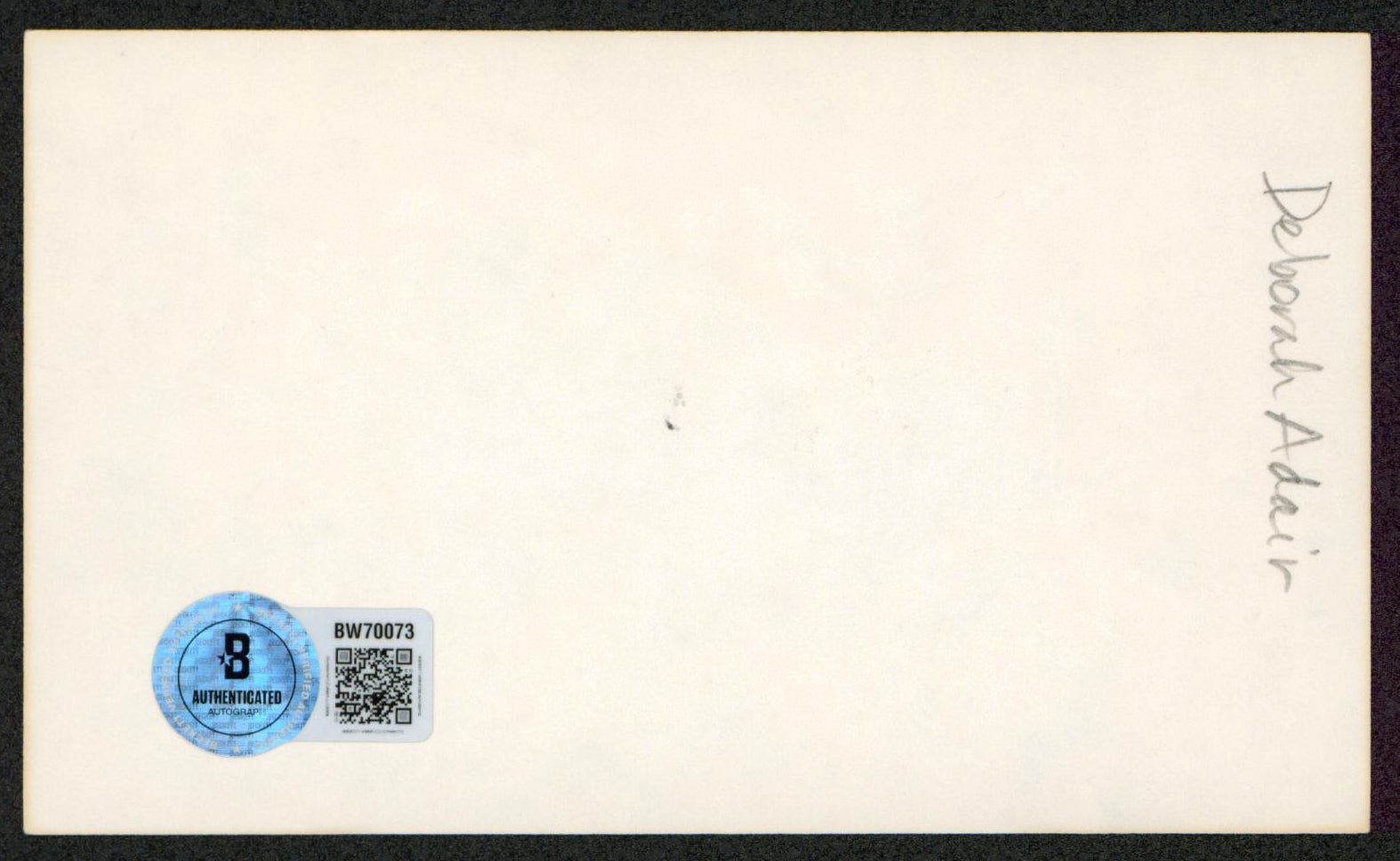 Deborah Adair The Young and the Restless Signed 3x5 Index Card BAS #BW70073