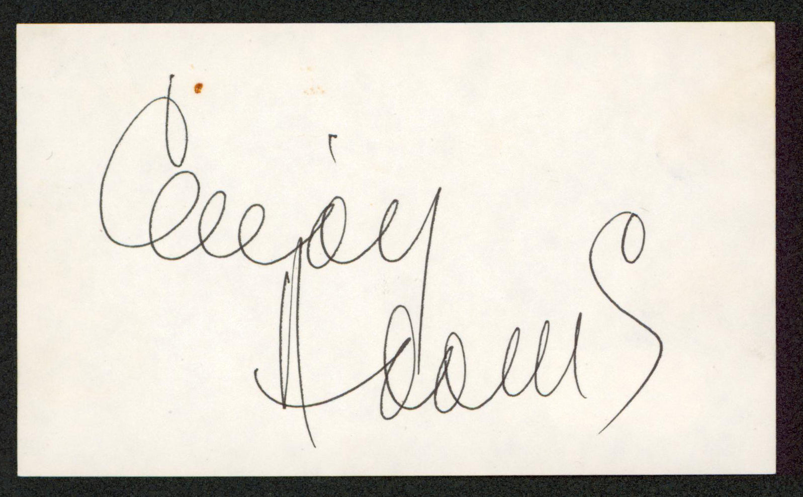 Cindy Adams New York Post Authentic Signed 3x5 Index Card BAS #BW70077