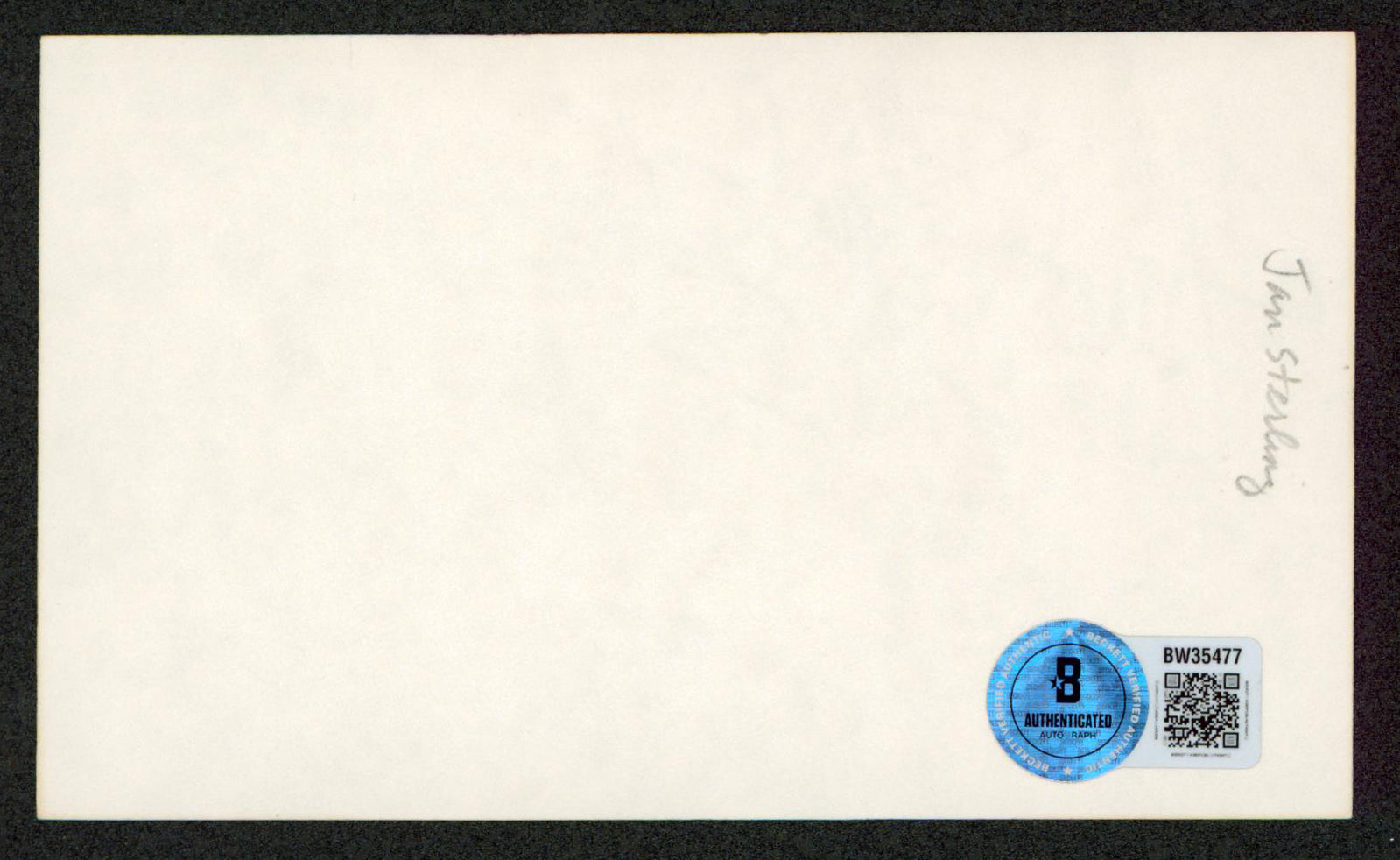 Jan Sterling Once for the Asking Authentic Signed 3x5 Index Card BAS #BW35477