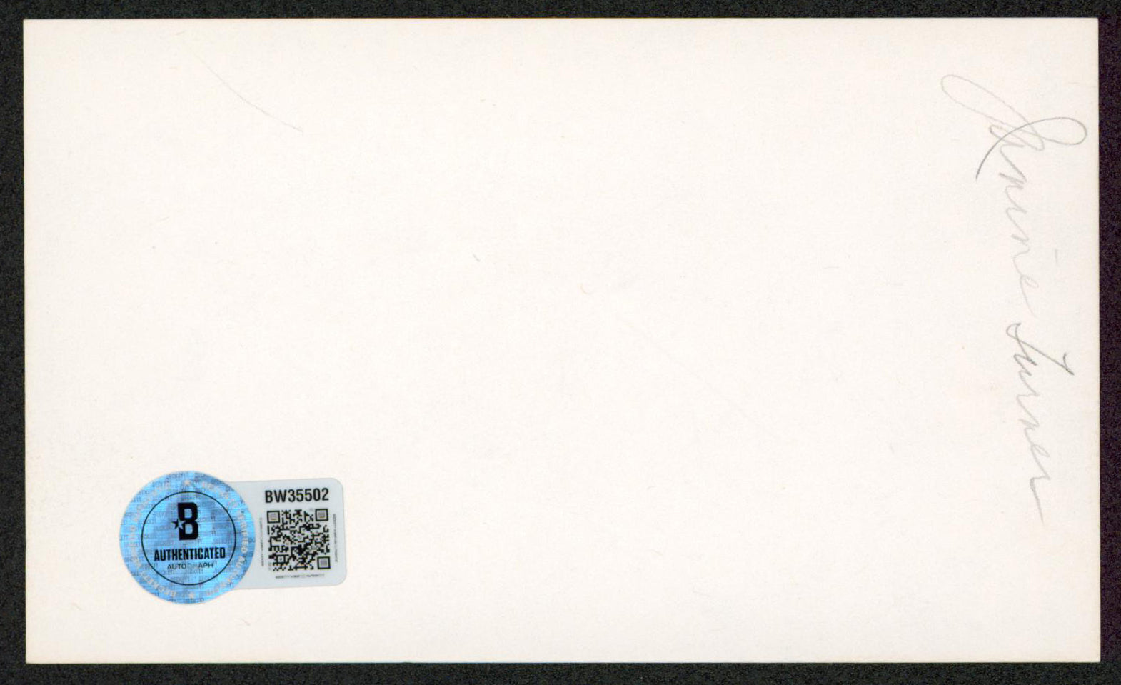 Jasmine Turner NBC Authentic Signed 3x5 Index Card Autographed BAS #BW35502