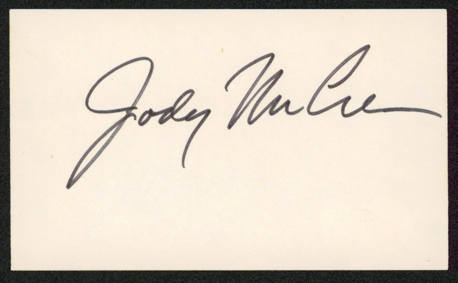 Jody McCrea Beach Blanket Bingo Authentic Signed 3x5 Index Card BAS #BW35510