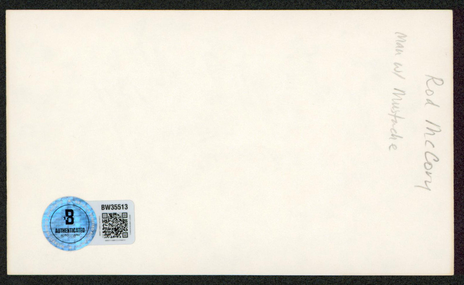 Rod McCary The Flintstones Authentic Signed 3x5 Index Card BAS #BW35513