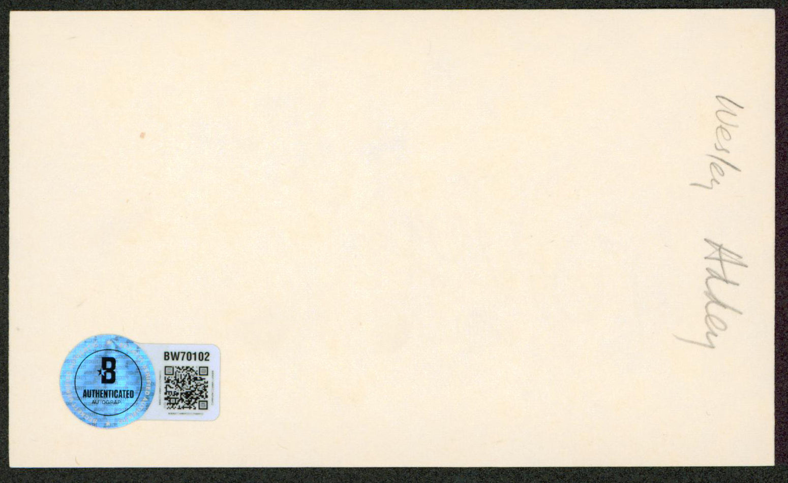Wesley Addy What Ever Happened to Baby Jane Signed 3x5 Index Card BAS #BW70102