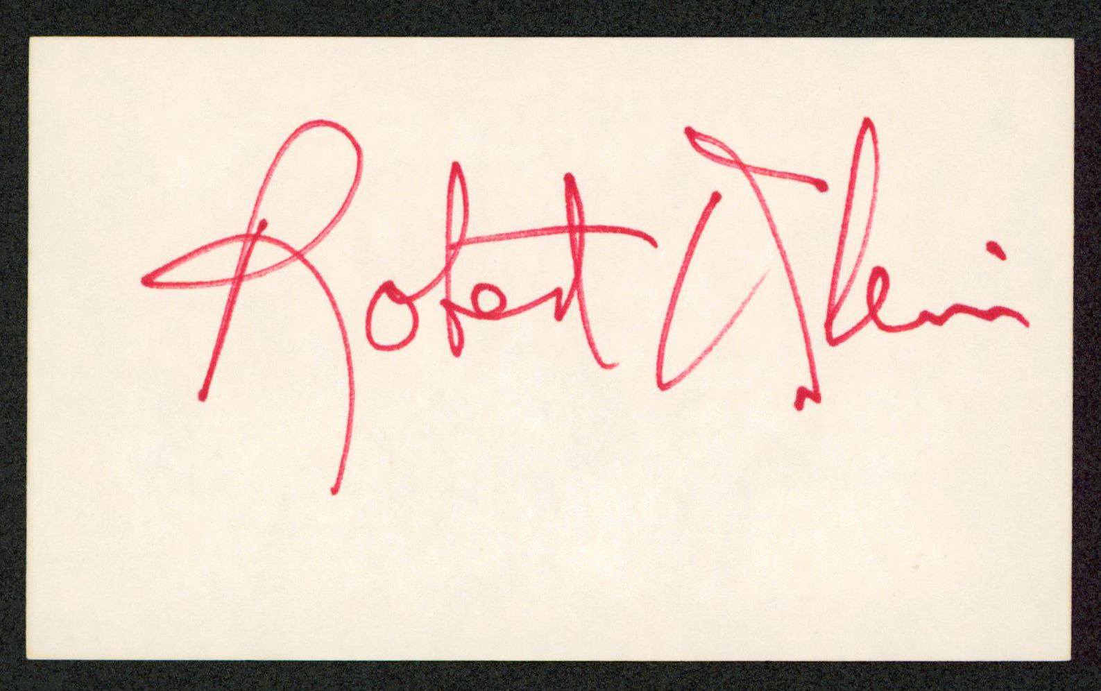 Robert Klein Two Weeks Notice Authentic Signed 3x5 Index Card BAS #BW35552