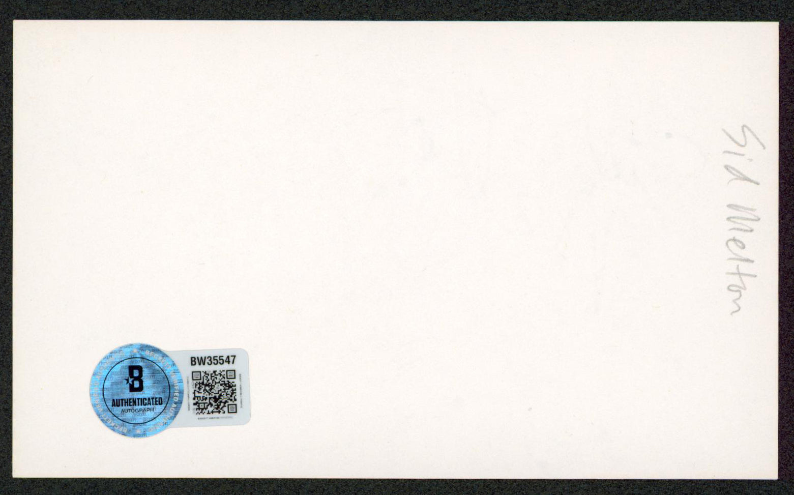 Sid Melton Green Acres Authentic Signed 3x5 Index Card Autographed BAS #BW35547