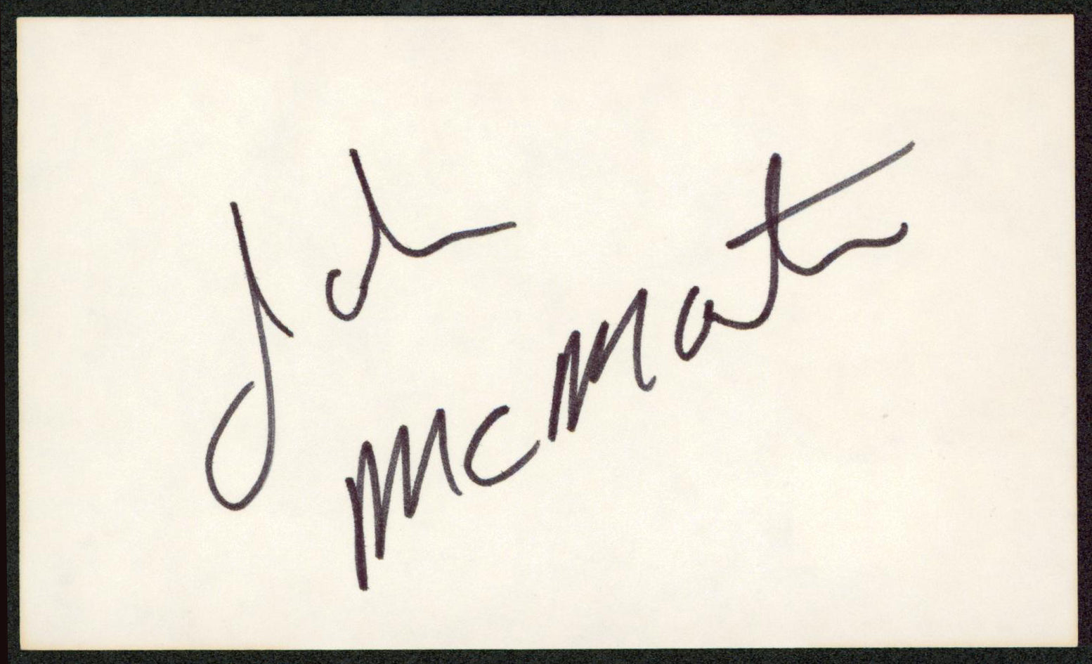 John McMartin High Society Authentic Signed 3x5 Index Card BAS #BW35539