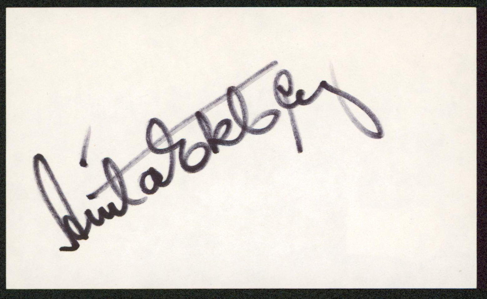 Anita Ekberg La Dolce Vita Authentic Signed 3x5 Index Card BAS #BW35528