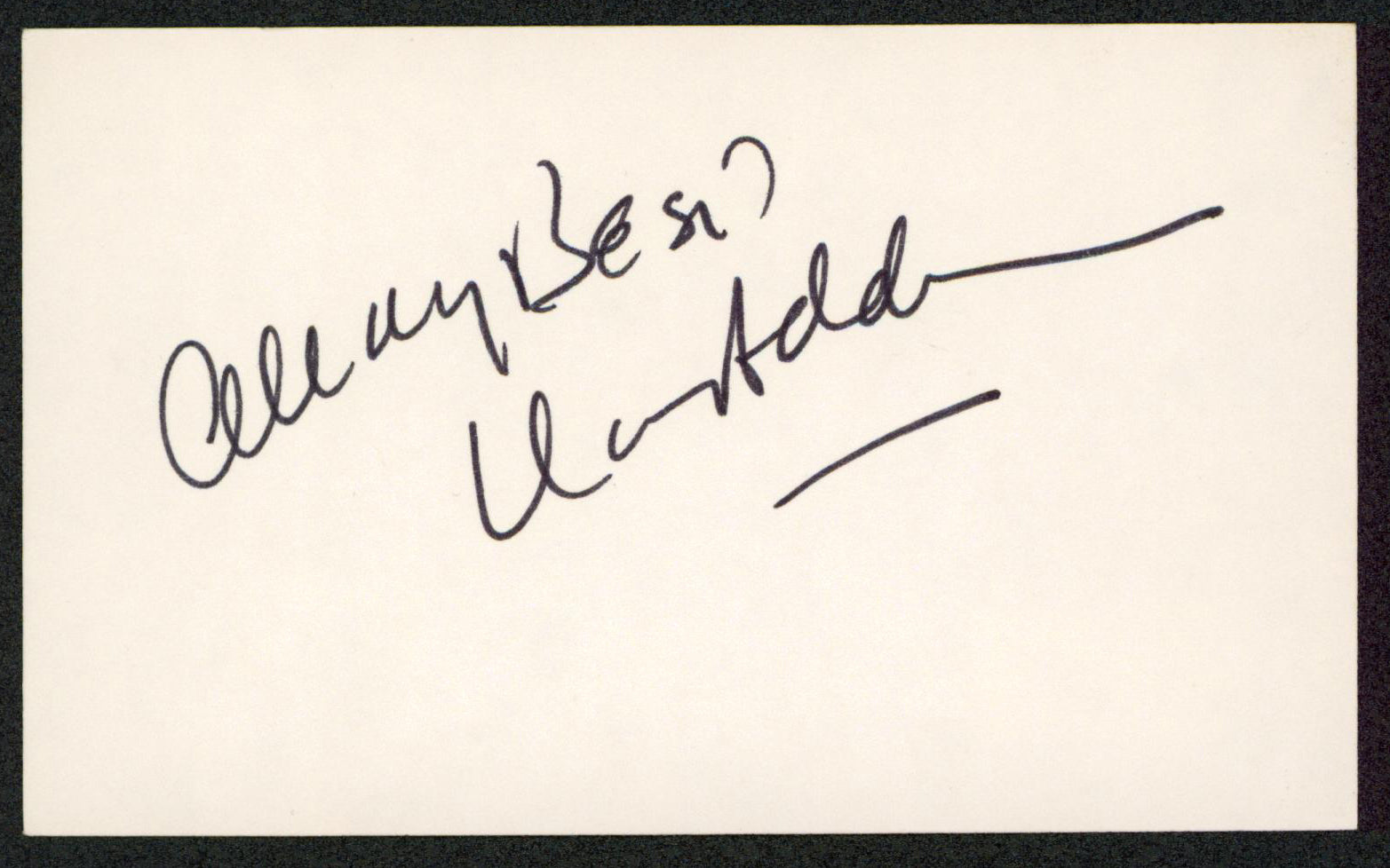 Nancy Addison Loving "All My Best" Authentic Signed 3x5 Index Card BAS #BW70156