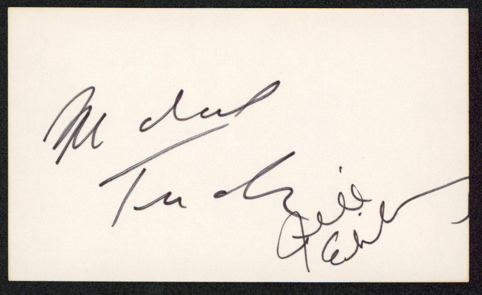 Michael Tucker & Jill Eikenberg L.A. Law Signed 3x5 Index Card BAS #BW70150