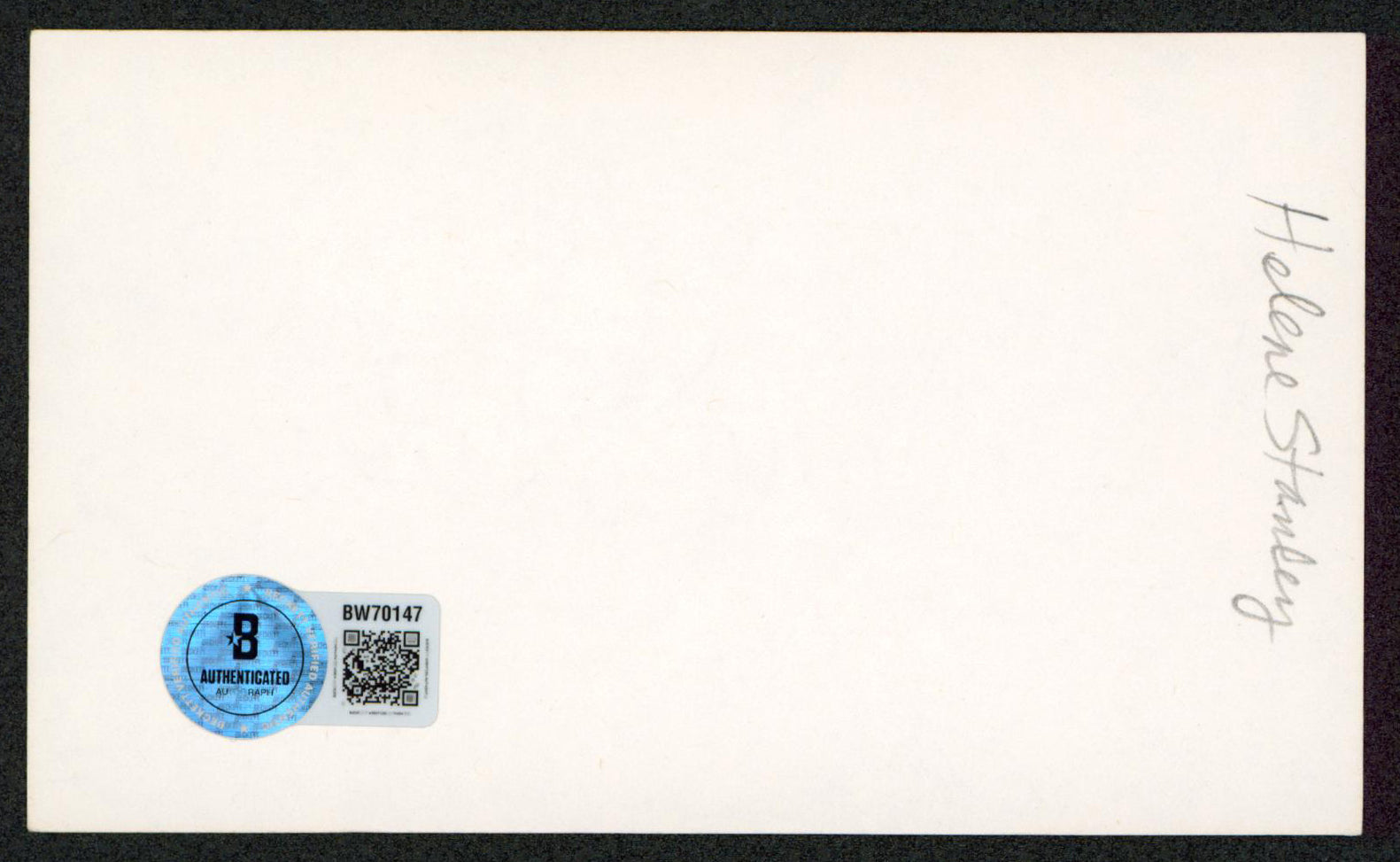 Helene Stanley Cinderella Authentic Signed 3x5 Index Card BAS #BW70147
