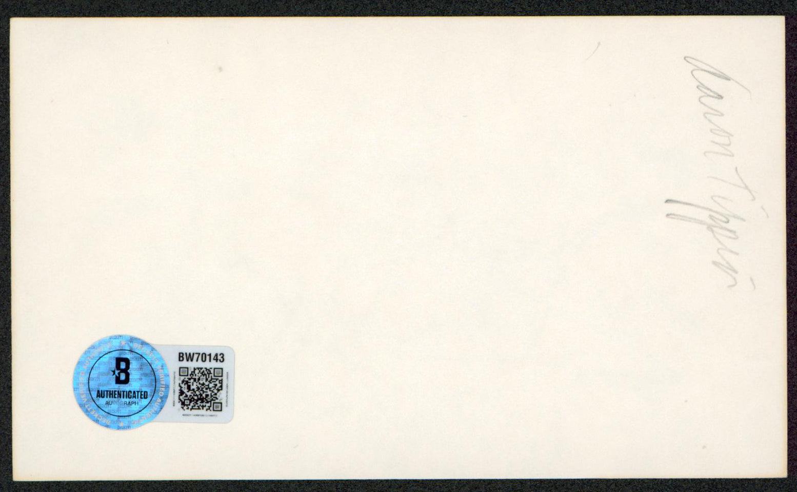 Aaron Tippin Singer Authentic Signed 3x5 Index Card Autographed BAS #BW70143