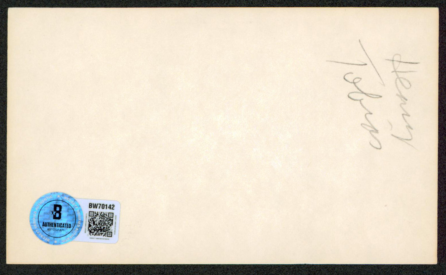 Henry Tobias American Songwriter Authentic Signed 3x5 Index Card BAS #BW70142