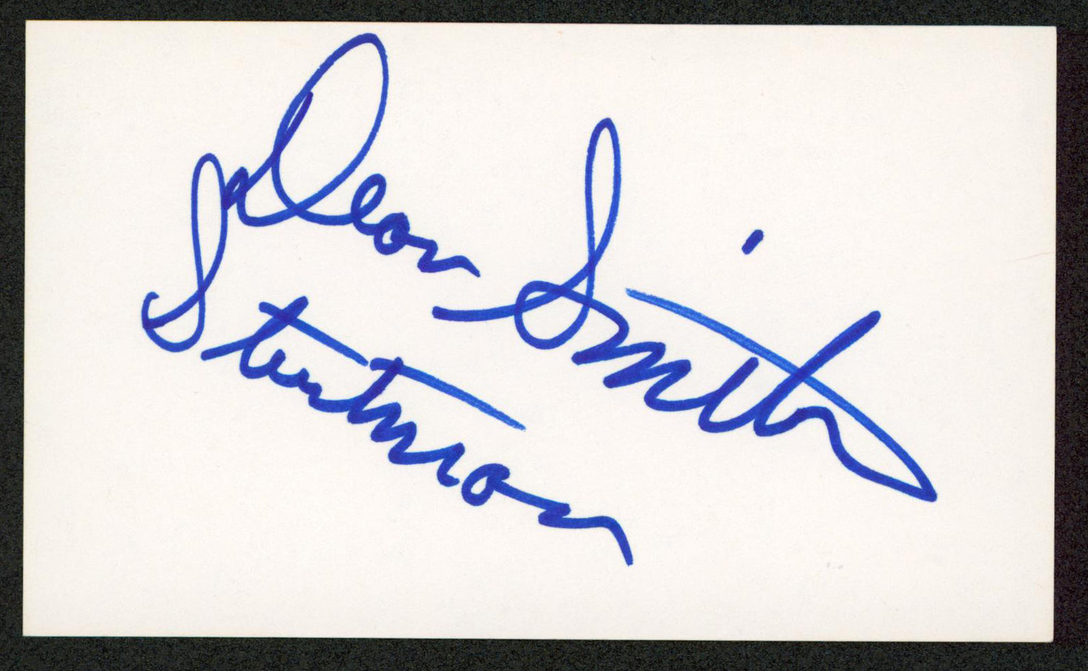 Dean Smith "Stuntman" Authentic Signed 3x5 Index Card Autographed BAS #BW70135