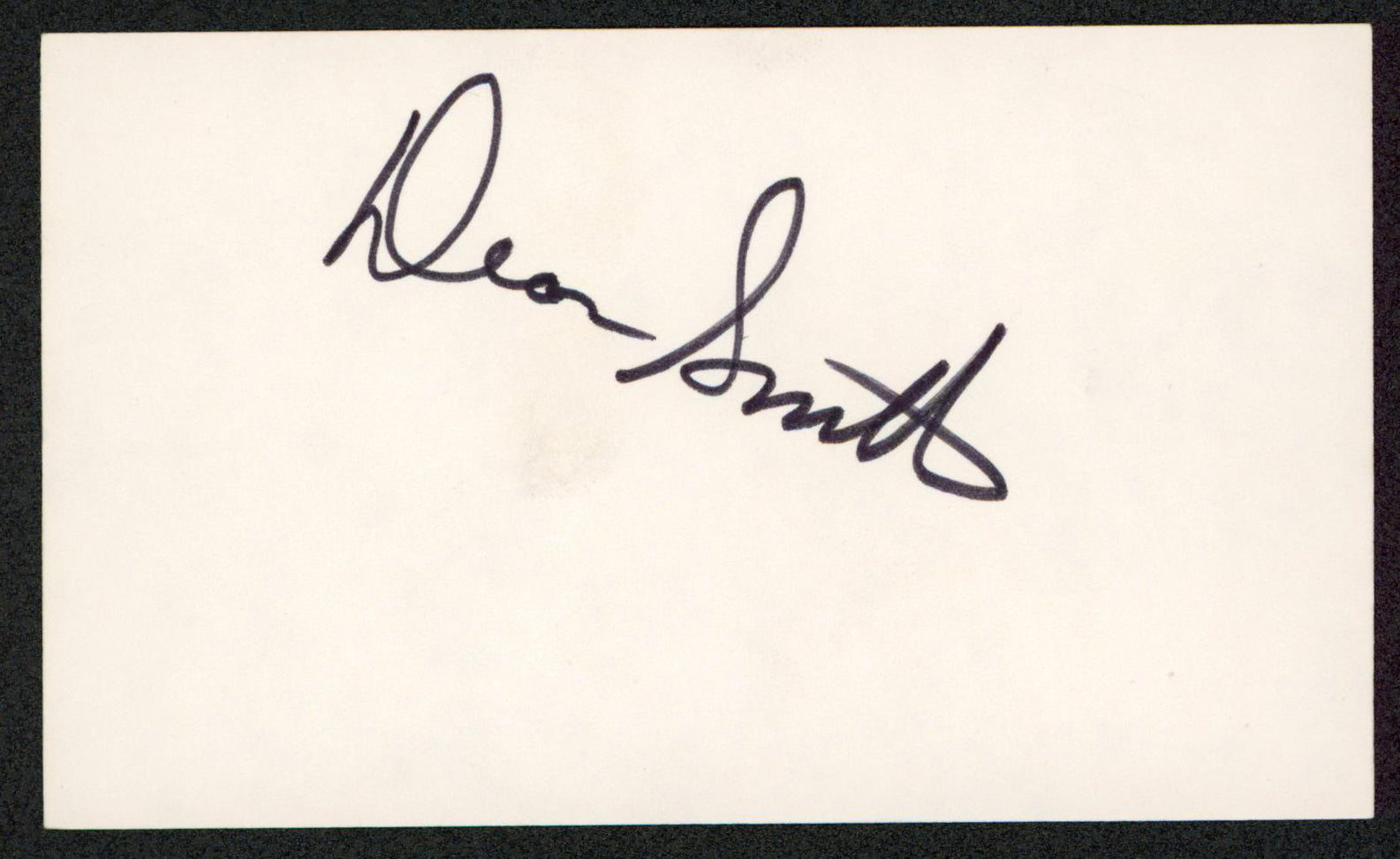 Dean Smith Stuntman Authentic Signed 3x5 Index Card Autographed BAS #BW70137