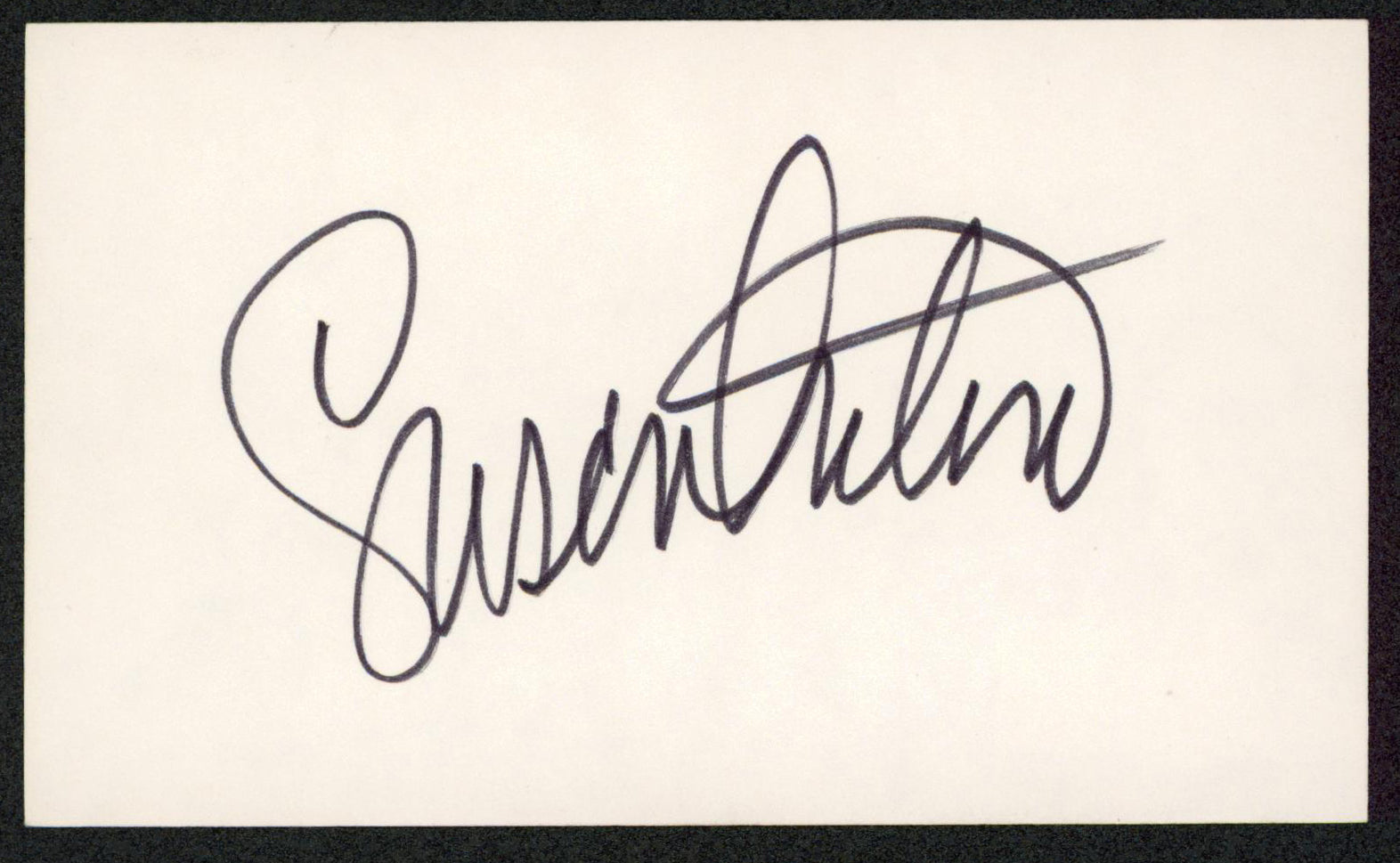 Susan Anton Goldengirl Authentic Signed 3x5 Index Card Autographed BAS #BW70113