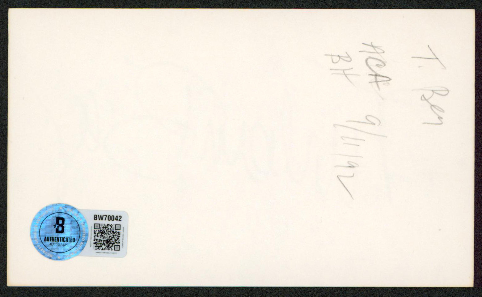Turhan Bey The Mummy's Tomb Authentic Signed 3x5 Index Card BAS #BW70042