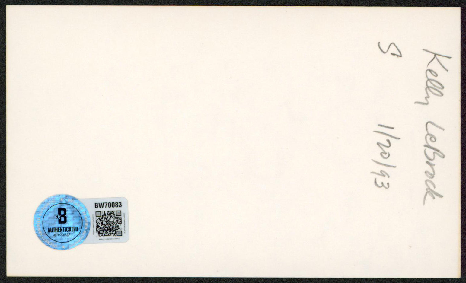 Kelly LeBrock Weird Science Authentic Signed 3x5 Index Card BAS #BW70083