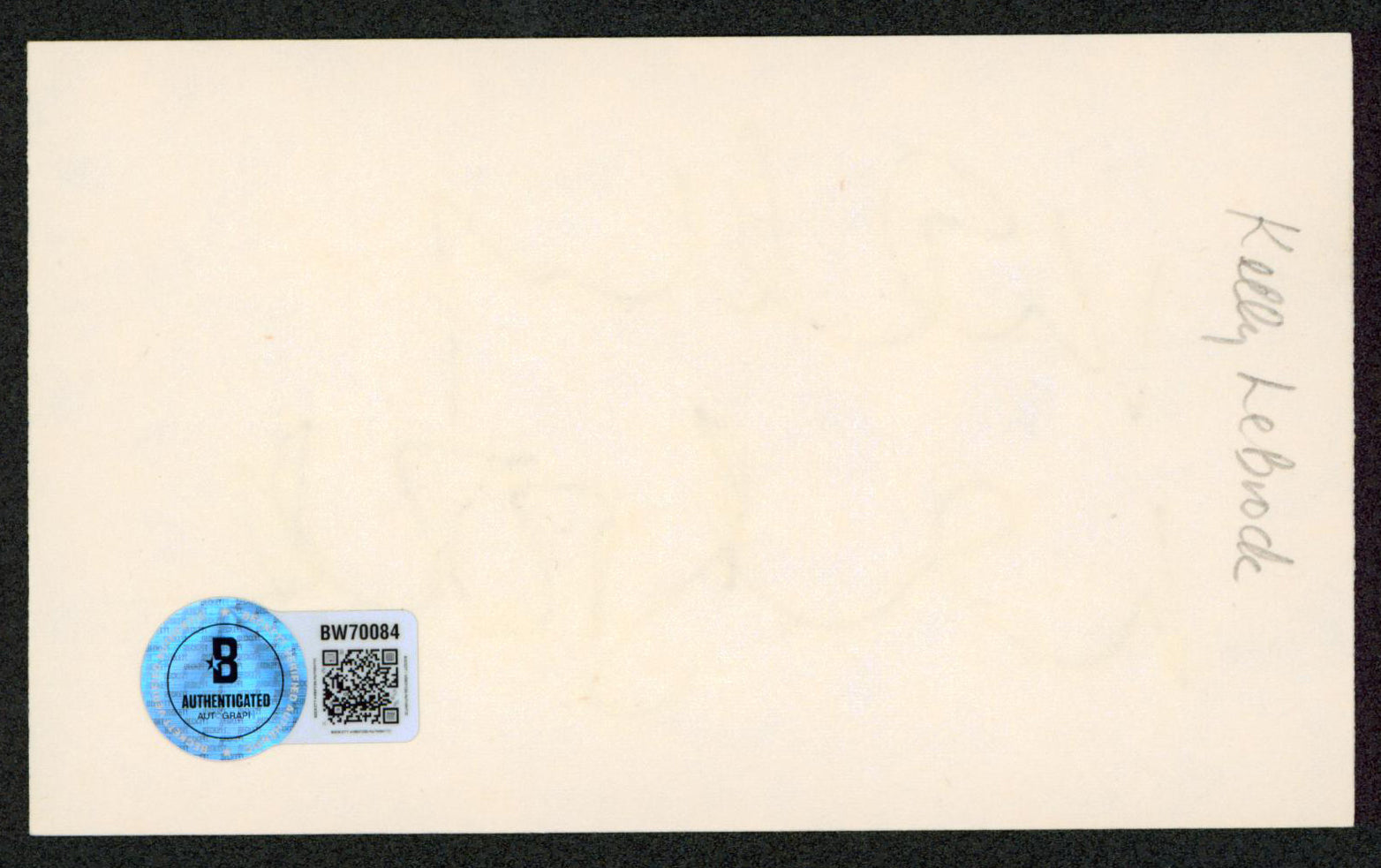Kelly LeBrock Weird Science Authentic Signed 3x5 Index Card BAS #BW70084