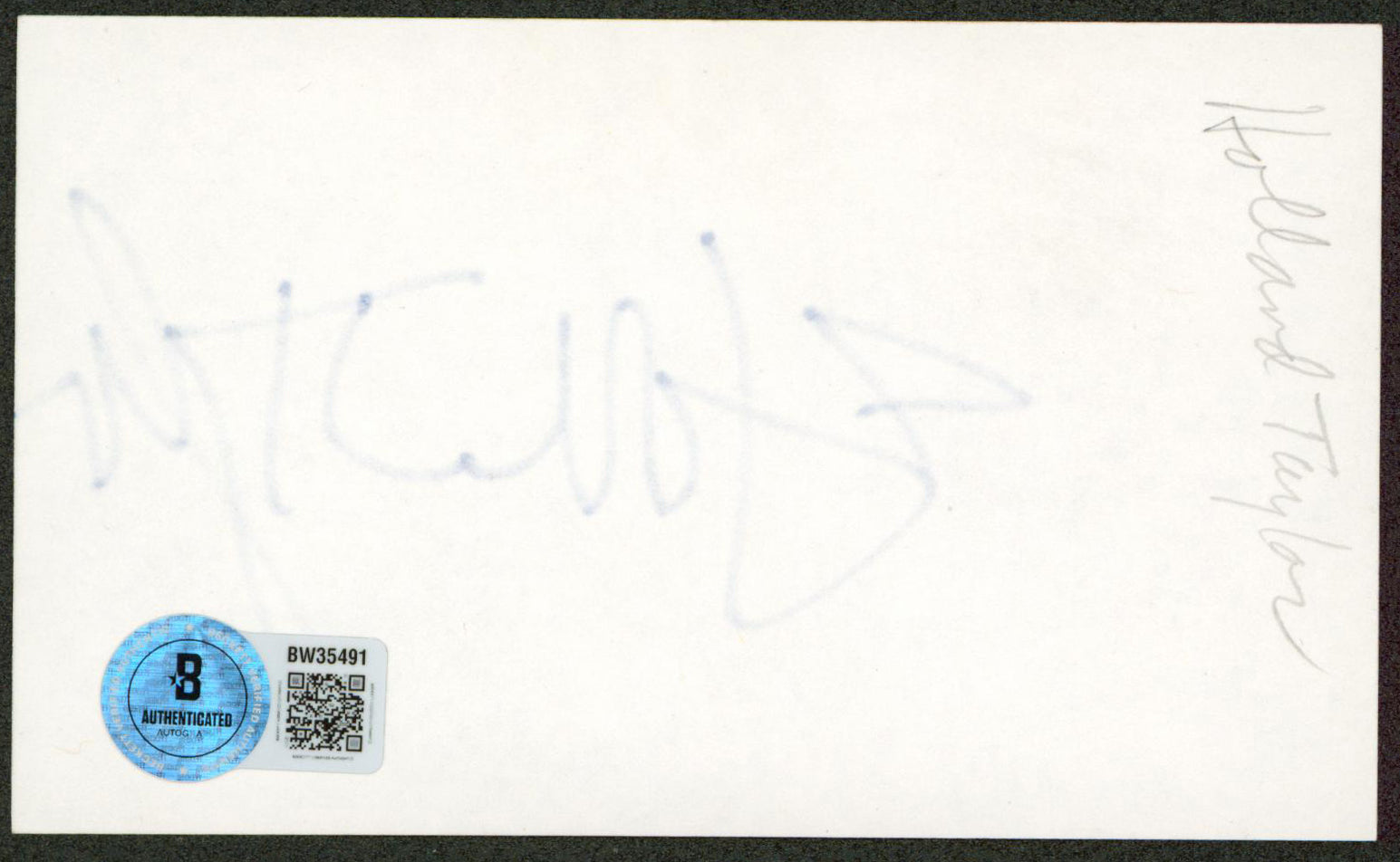 Holland Taylor Two and a Half Men Authentic Signed 3x5 Index Card BAS #BW35491