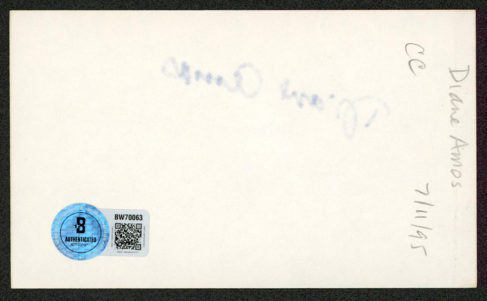 Diane Amos Copycat Authentic Signed 3x5 Index Card Autographed BAS