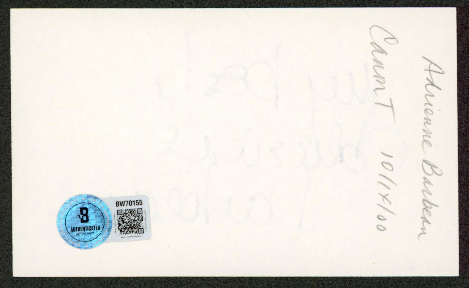 Adrienne Barbeau Maude My Best! Authentic Signed 3x5 Index Card Autographed BAS