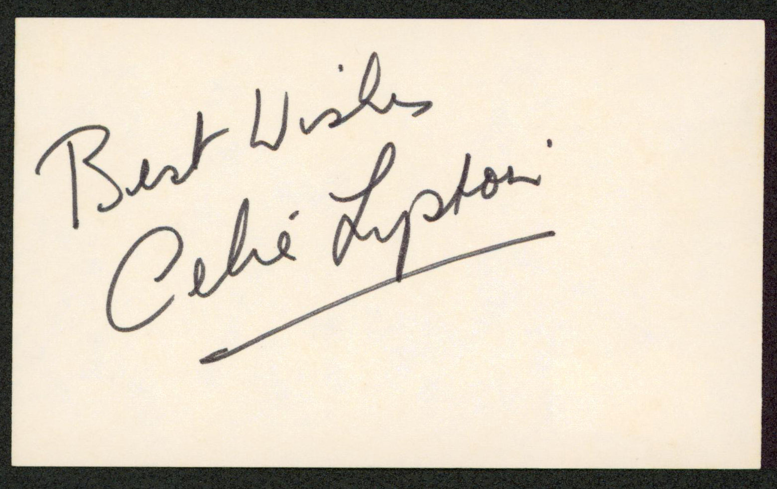 Celia Lipton This Was a Woman Best Wishes Authentic Signed 3x5 Index Card BAS