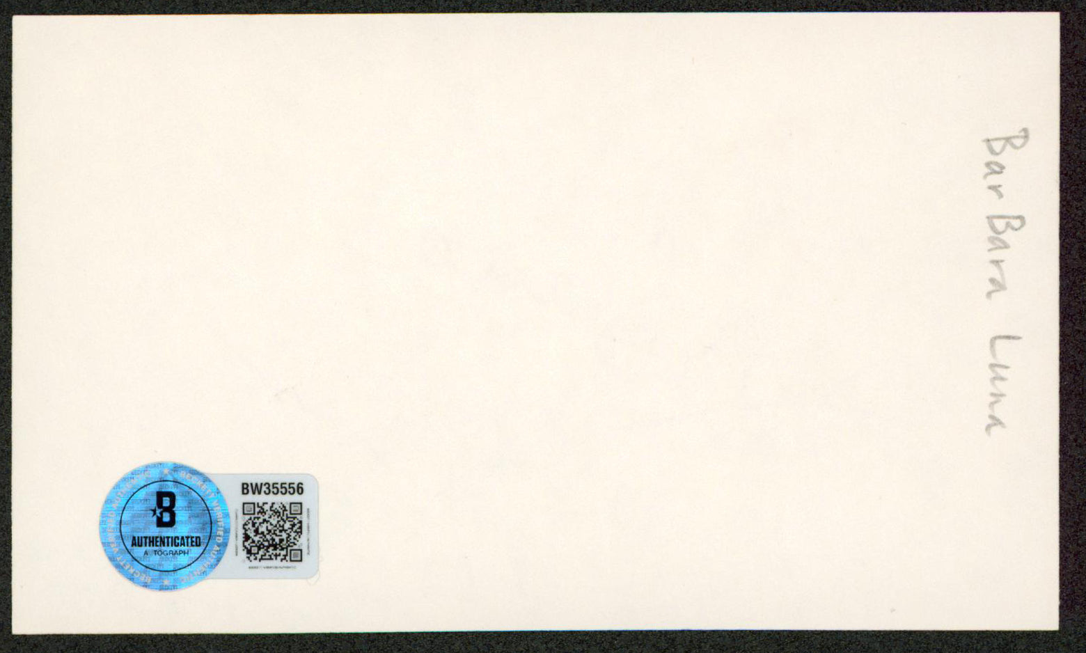 Barbara Luna Five Weeks in a Balloon Authentic Signed 3x5 Index Card BAS